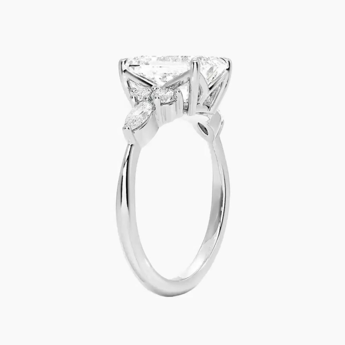 Rosalie 3.5 Carat Emerald Cut Solitaire Lab Grown Diamond Ring in 14K White Gold - View 2