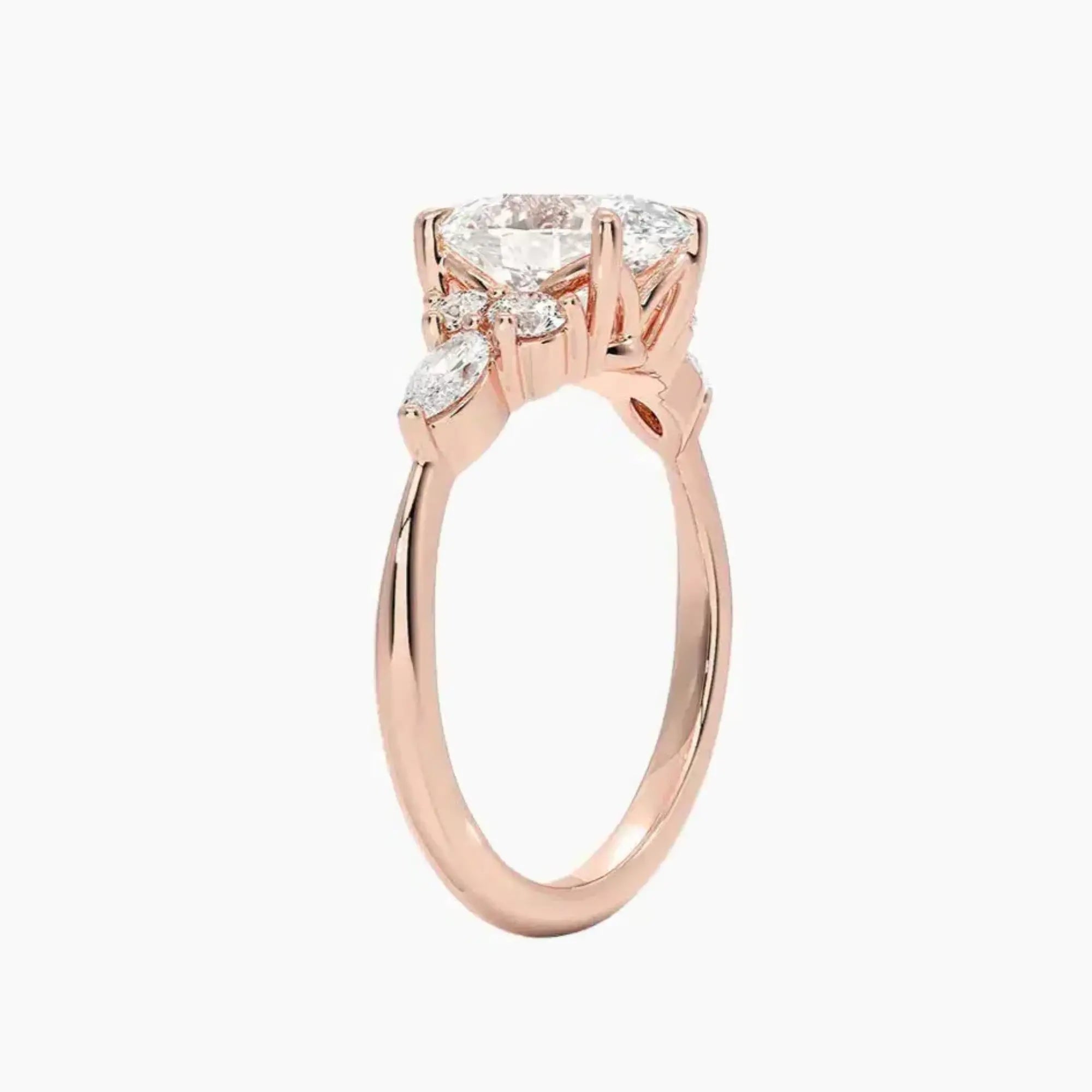 Rosalie 4 Carat Oval Cut Solitaire Lab Grown Diamond Ring in 14K Rose Gold - View 2