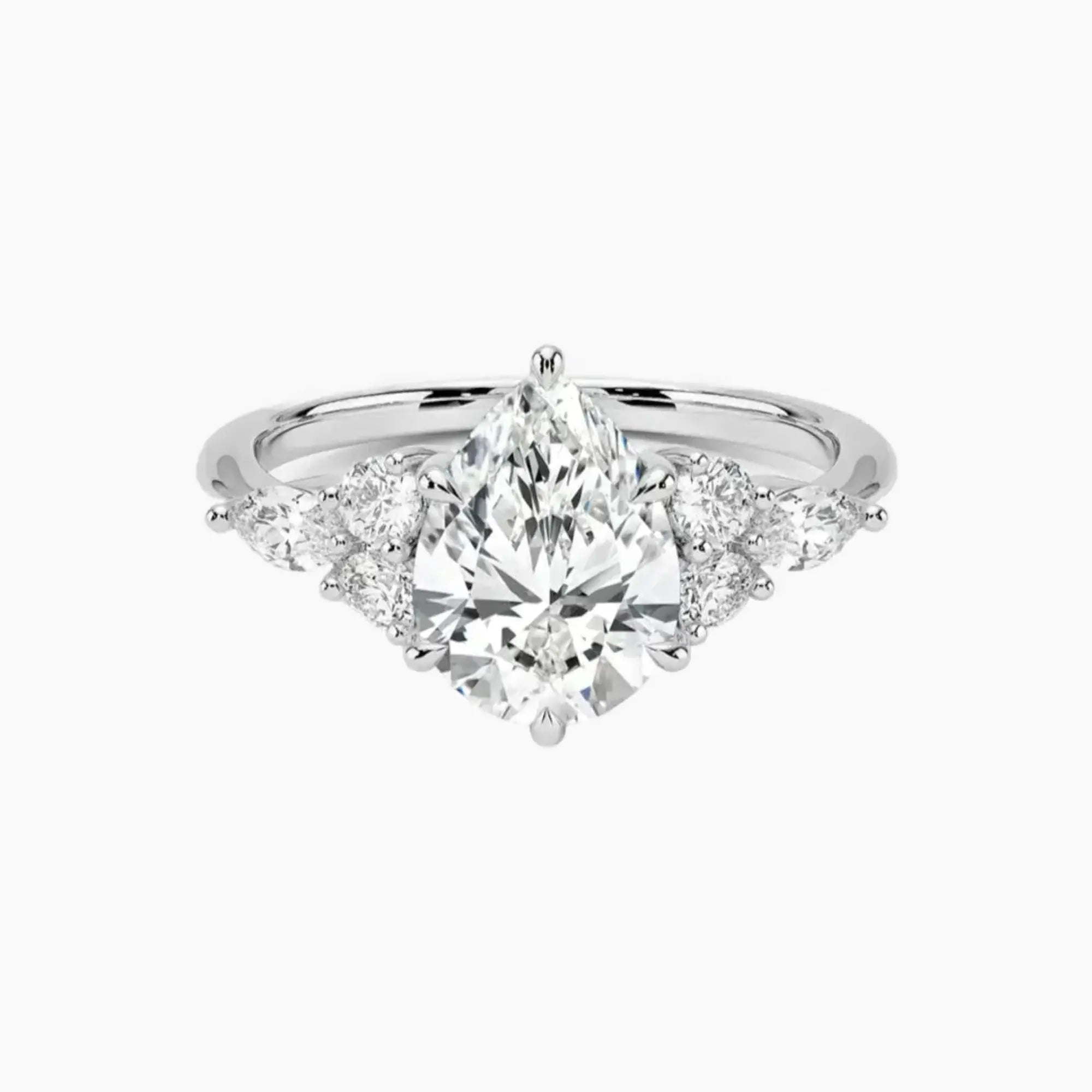 Rosalie 4 Carat Pear Cut Solitaire Lab Grown Diamond Ring in Silver