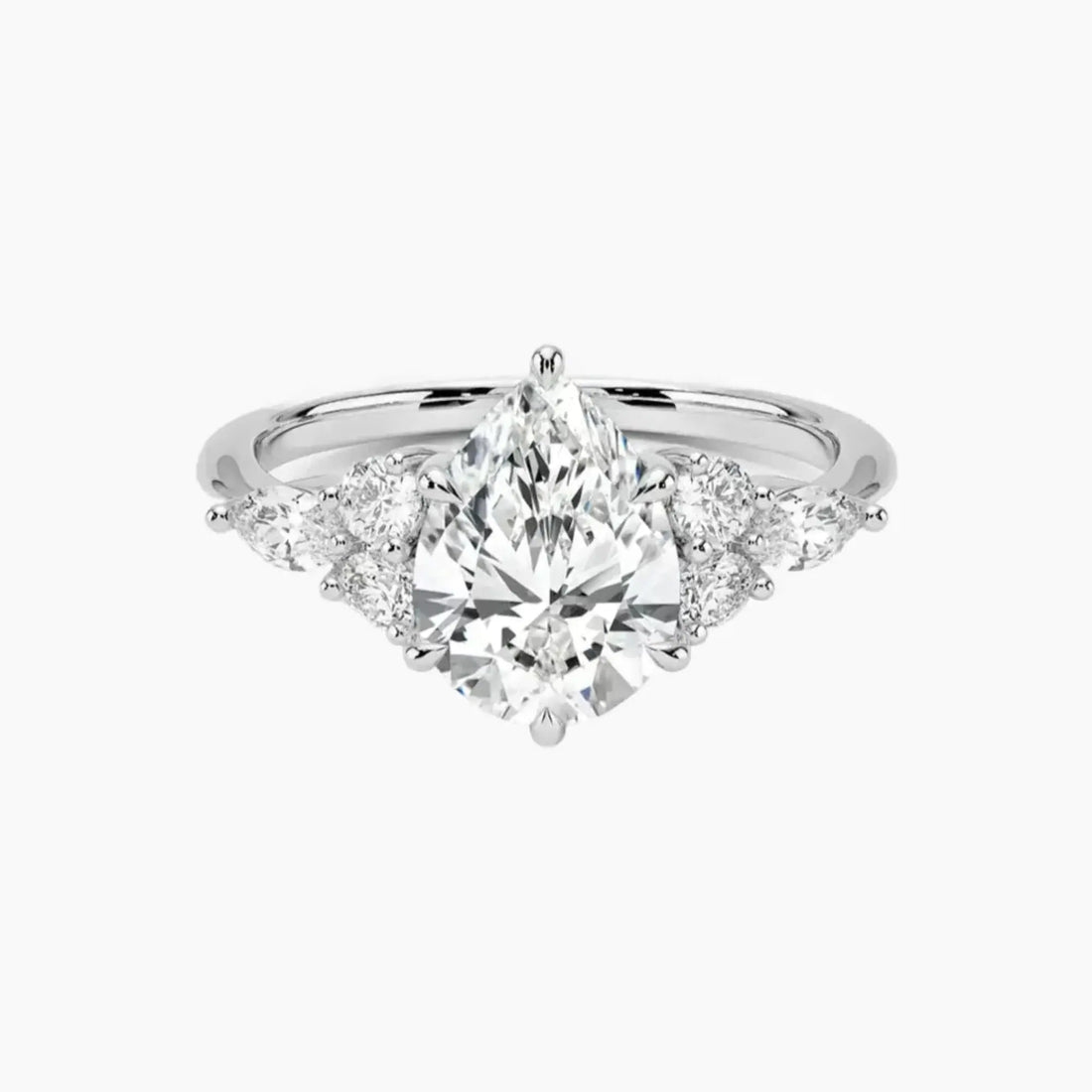 Rosalie 2.5 Carat Pear Cut Solitaire Lab Grown Diamond Ring in 14K White Gold