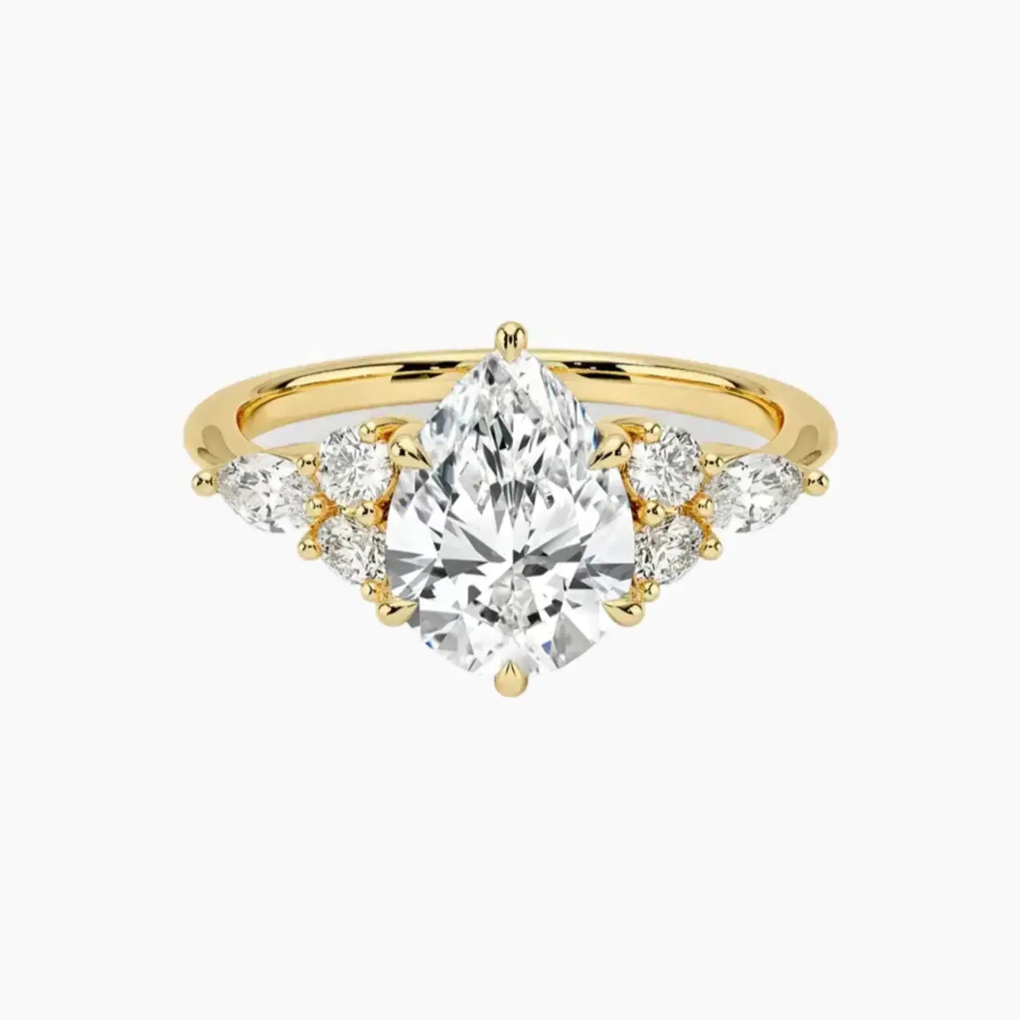 Rosalie 2.5 Carat Pear Cut Solitaire Lab Grown Diamond Ring in 18K Yellow Gold