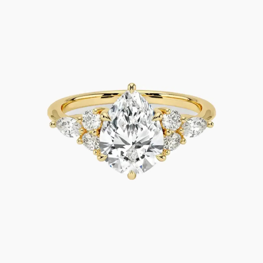 Ingrid Pear Designer 1.5 Carat Lab Grown Diamond Engagement Ring in 18K Rose Gold