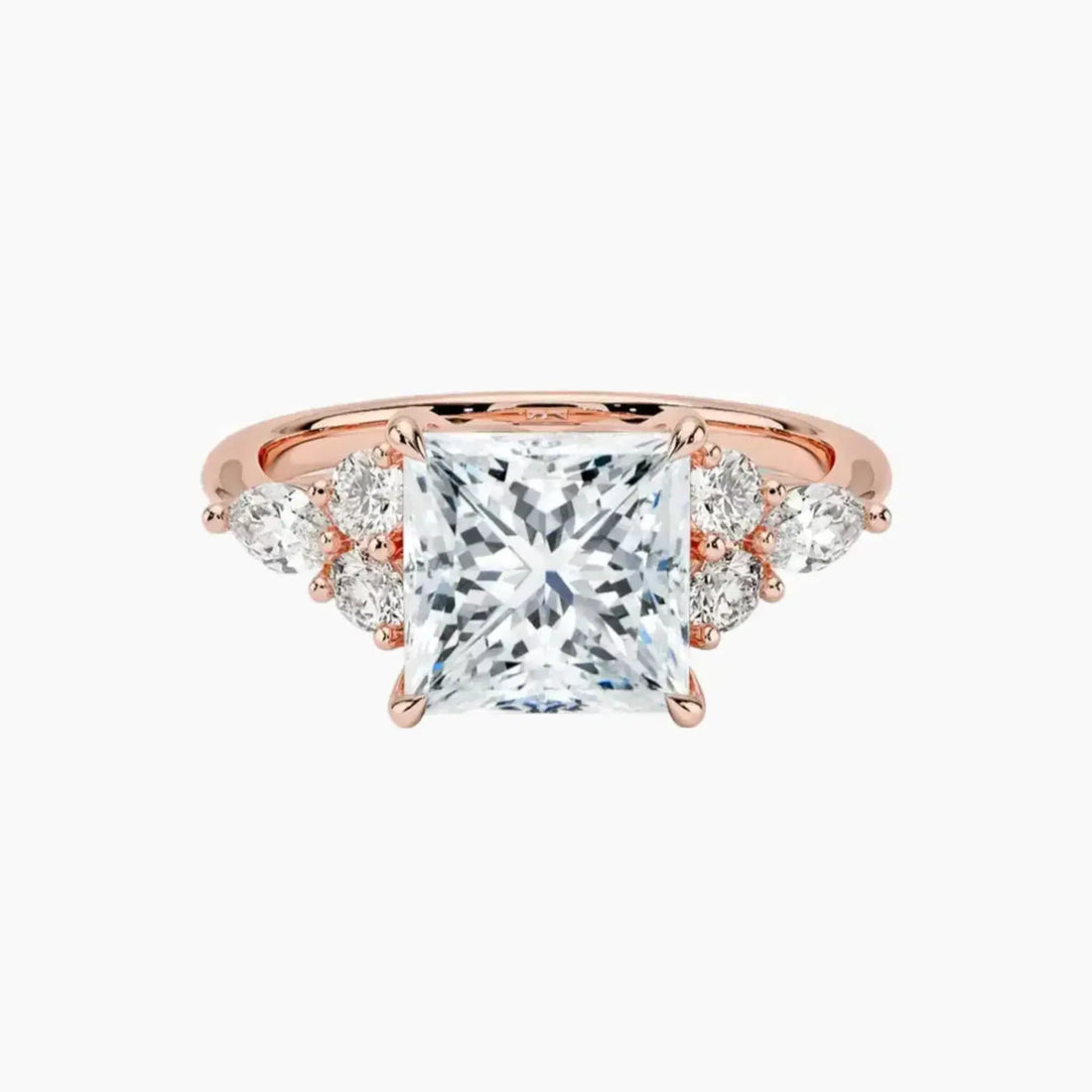 Rosalie 3 Carat Princess Cut Solitaire Lab Grown Diamond Ring in Silver - View 4