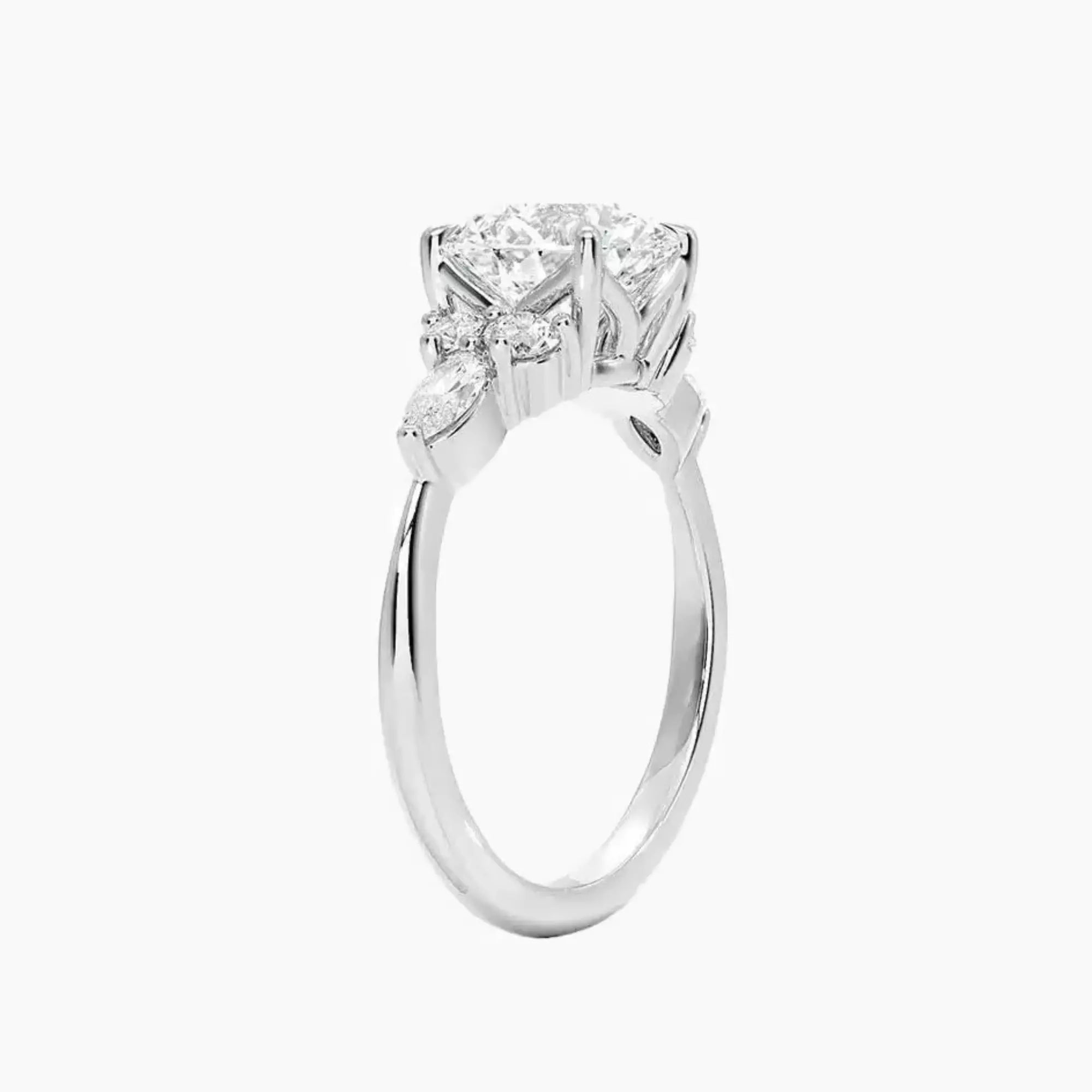 Rosalie 4 Carat Round Cut Solitaire Lab Grown Diamond Ring in Silver - View 2