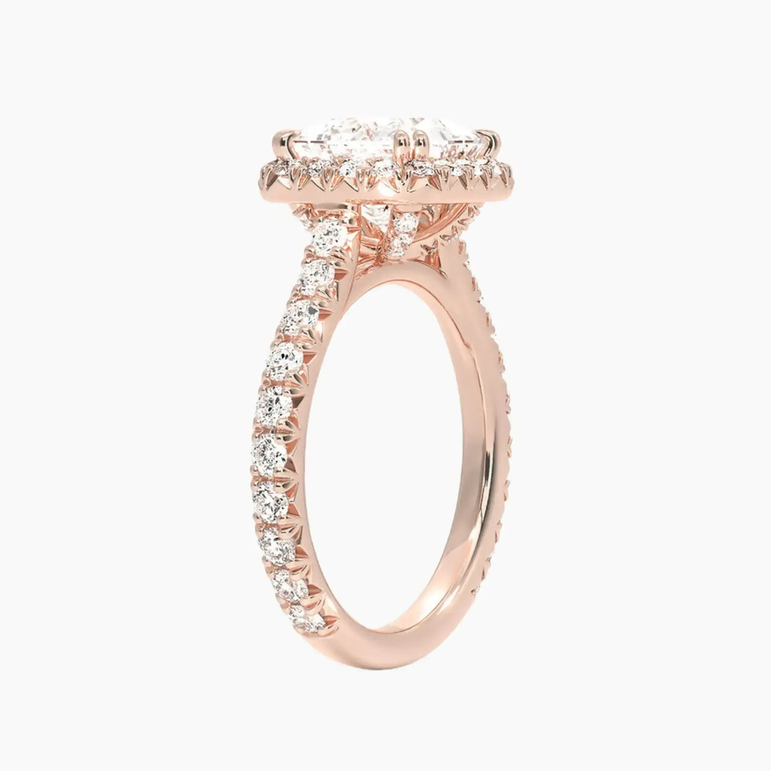 Ophelia Princess Hidden Halo 1.5 Carat Lab Grown Diamond Engagement Ring in 18K Rose Gold