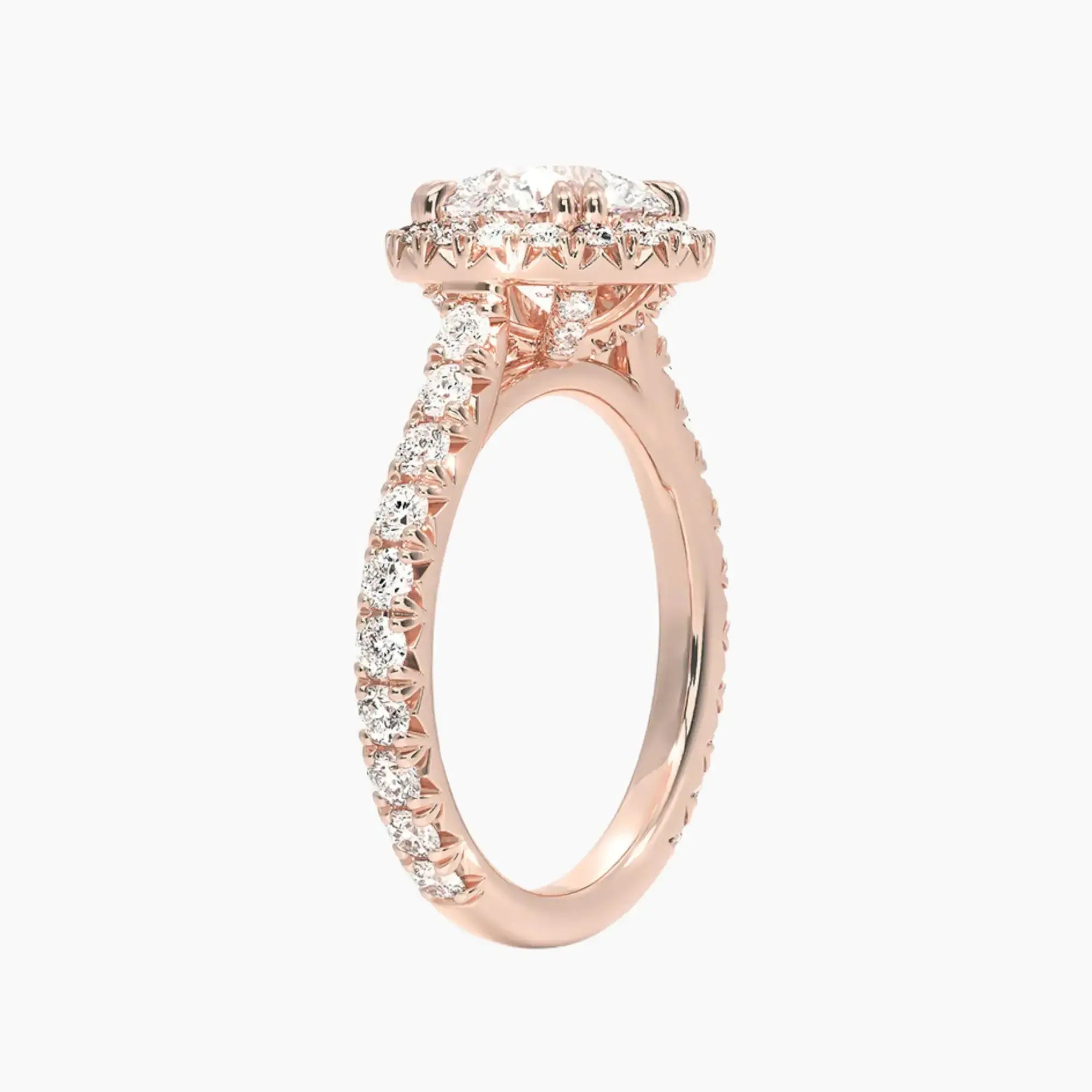 Ophelia Round Hidden Halo 1.5 Carat Lab Grown Diamond Engagement Ring in 18K Rose Gold