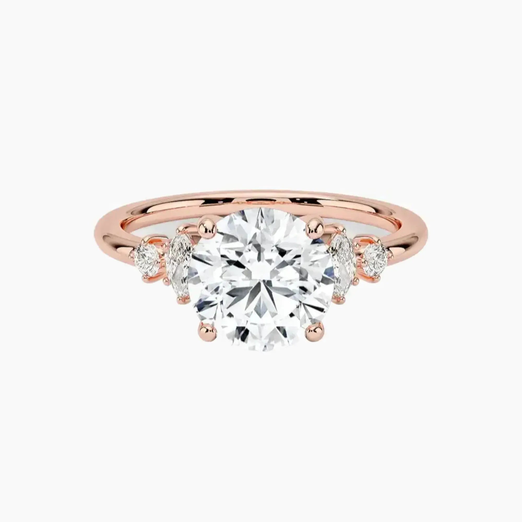 Jordana Round Designer 1.5 Carat Lab Grown Diamond Engagement Ring in 18K Rose Gold