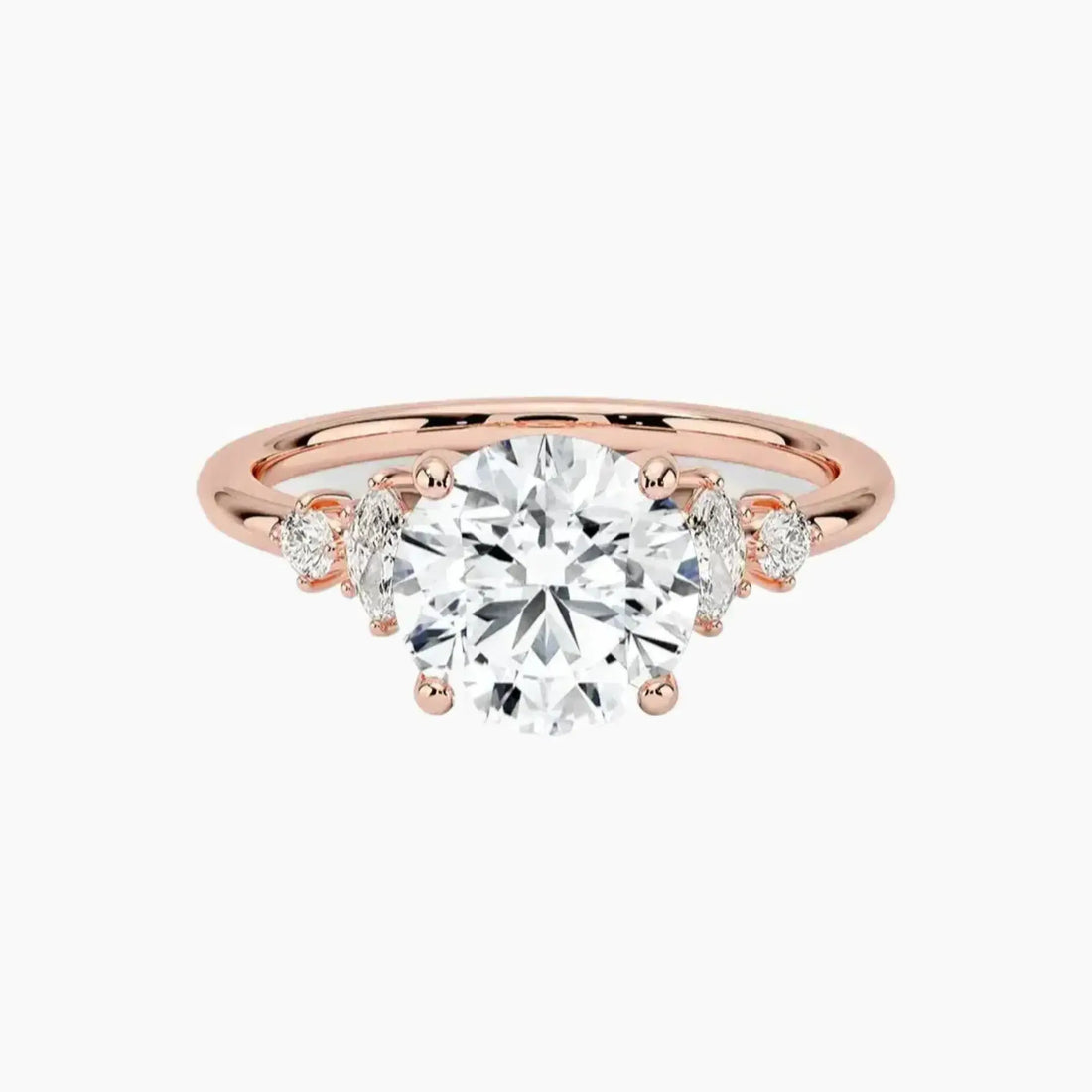 Jordana Round Designer 1.5 Carat Lab Grown Diamond Engagement Ring in 18K Rose Gold