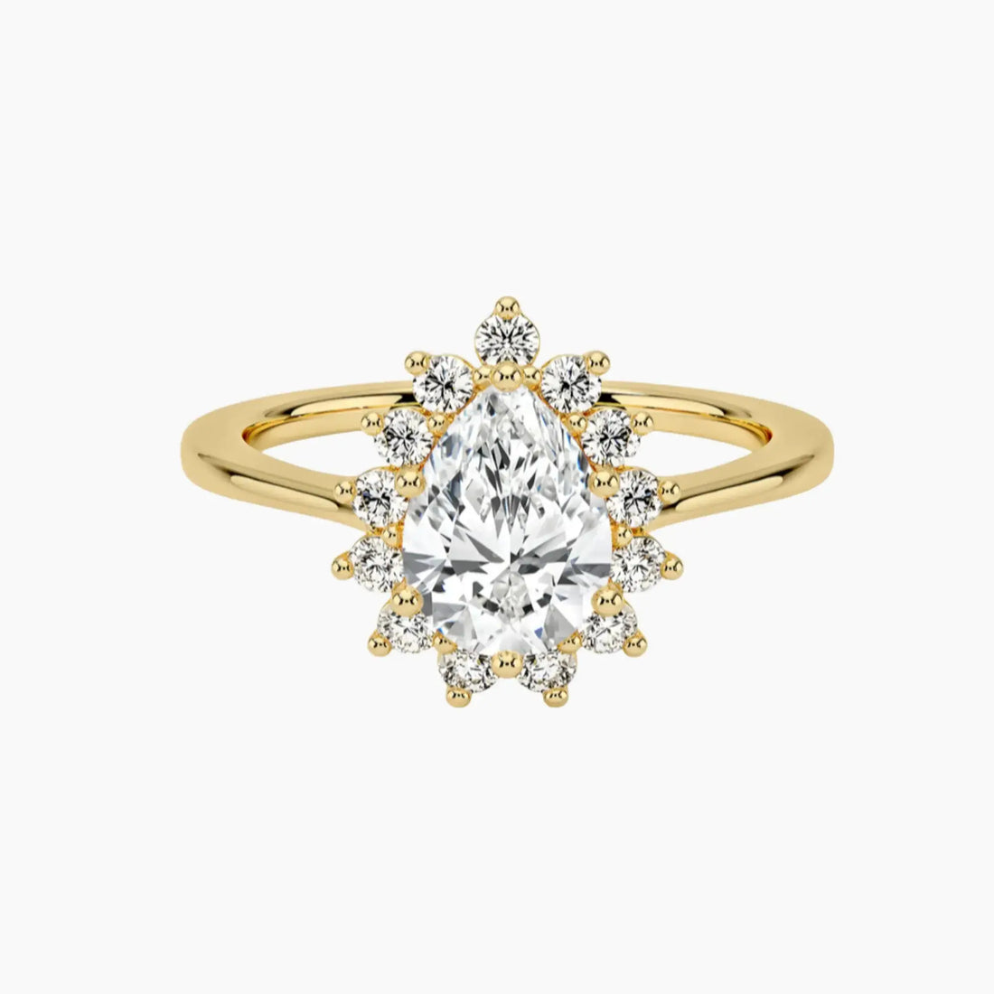 Soraya Pear Designer 1.5 Carat Lab Grown Diamond Engagement Ring in 18K Rose Gold