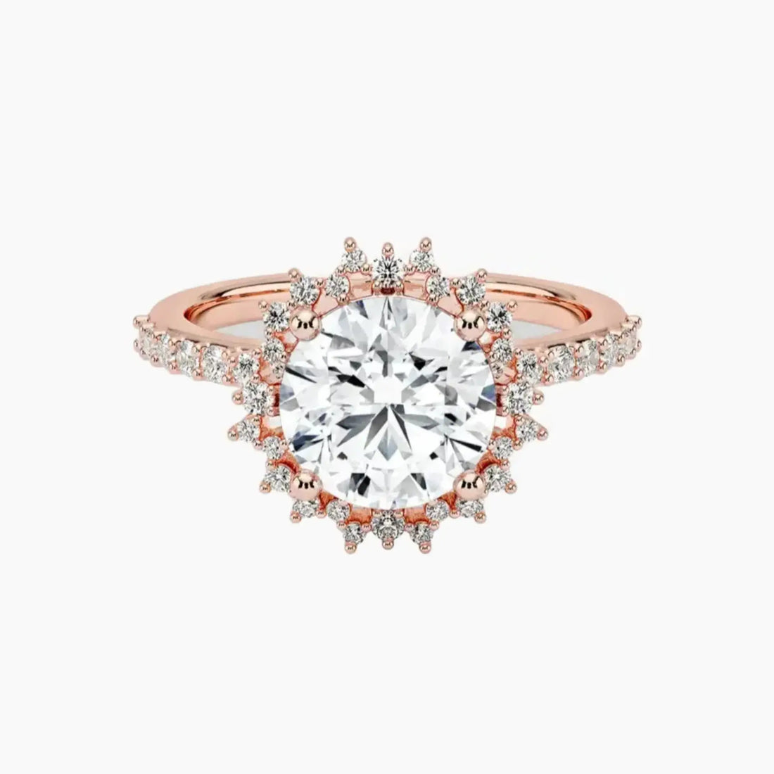 Coraline Round Designer 1.5 Carat Lab Grown Diamond Engagement Ring in 14K Rose Gold