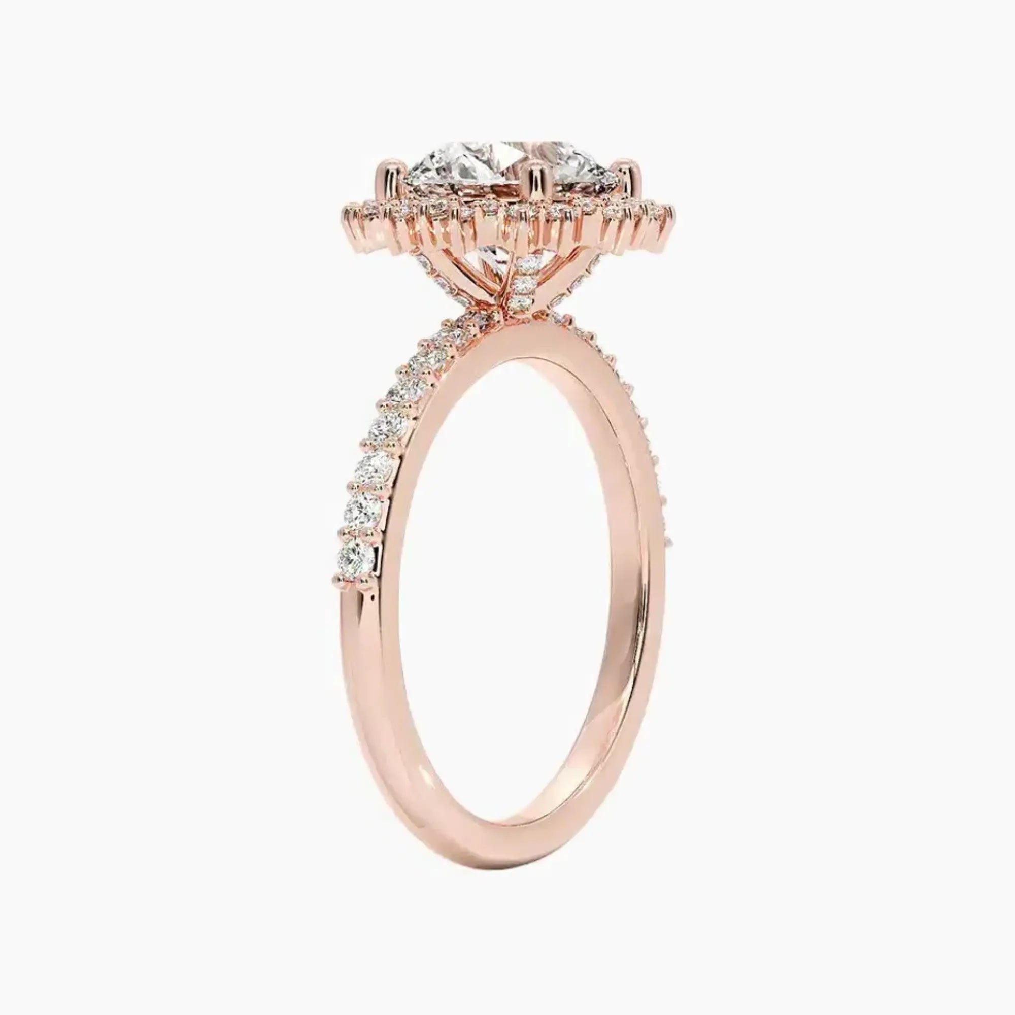 Coraline Round Designer 1.5 Carat Lab Grown Diamond Engagement Ring in 14K Rose Gold