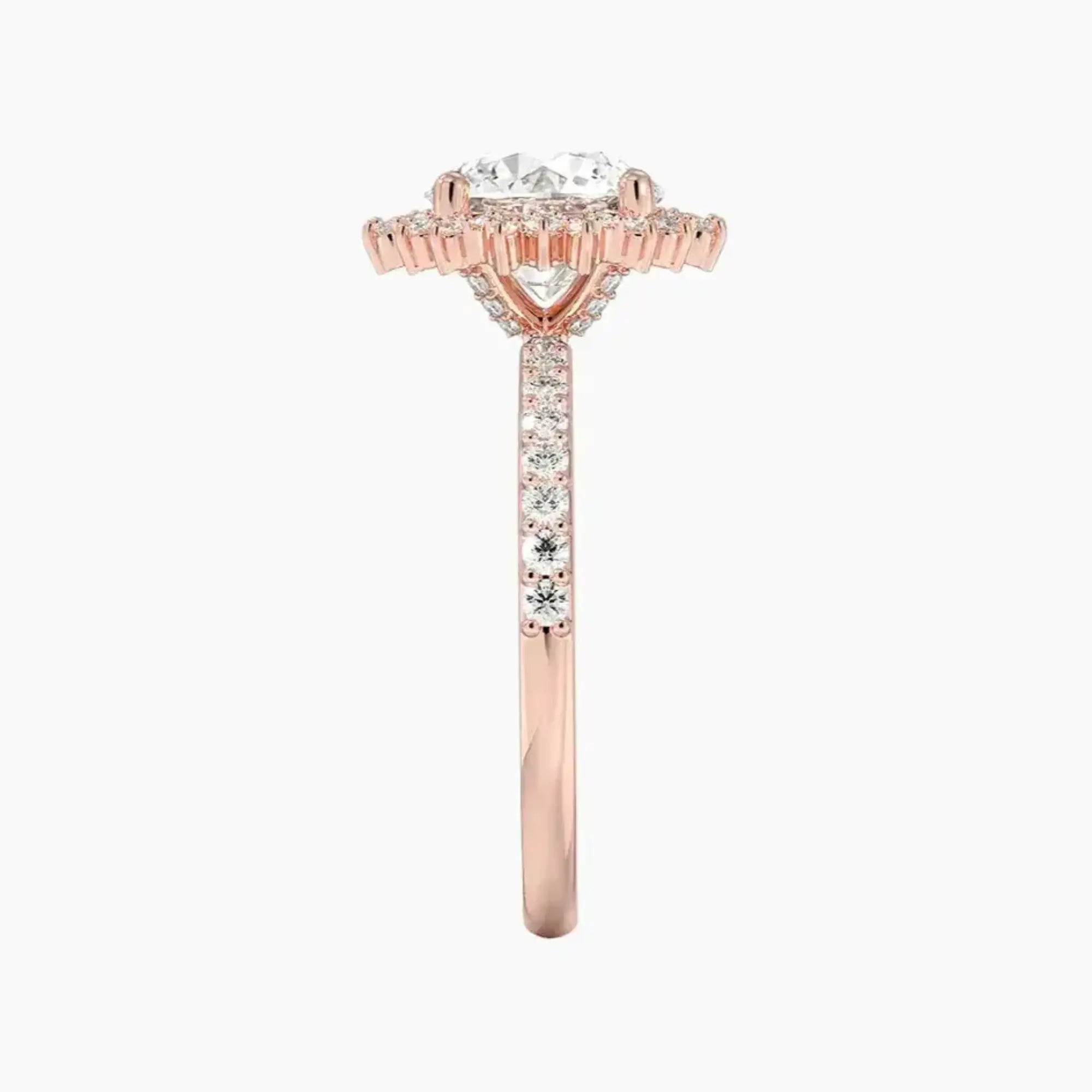 Coraline Round Designer 1.5 Carat Lab Grown Diamond Engagement Ring in 14K Rose Gold