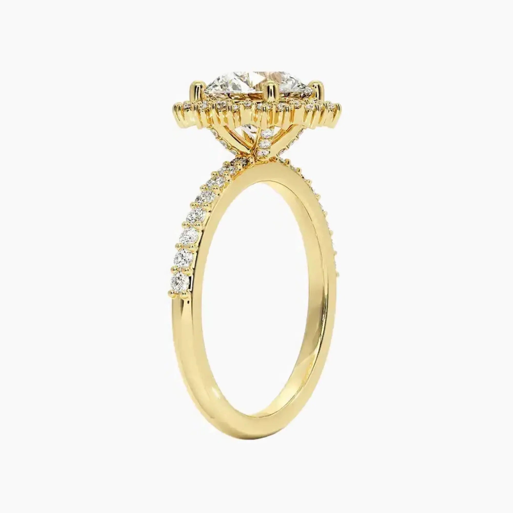 Coraline Round Designer 1.5 Carat Lab Grown Diamond Engagement Ring in 14K Rose Gold