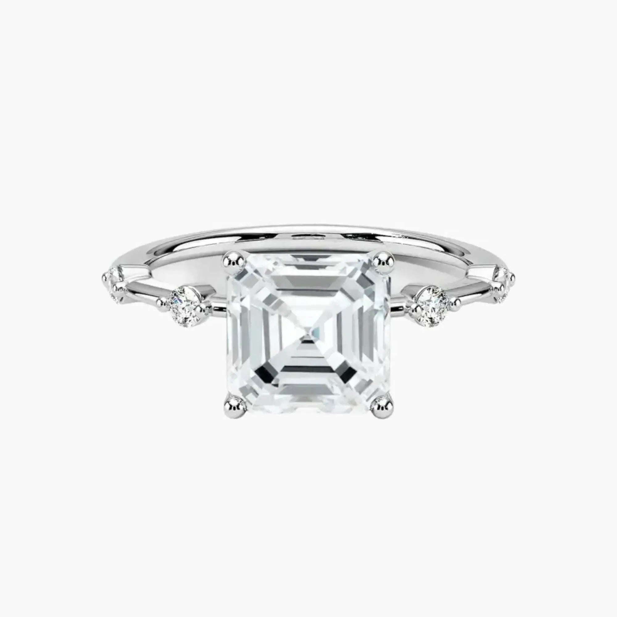 Cordelia 1.5 Carat Asscher Cut Solitaire Lab Grown Diamond Ring in 18K White Gold