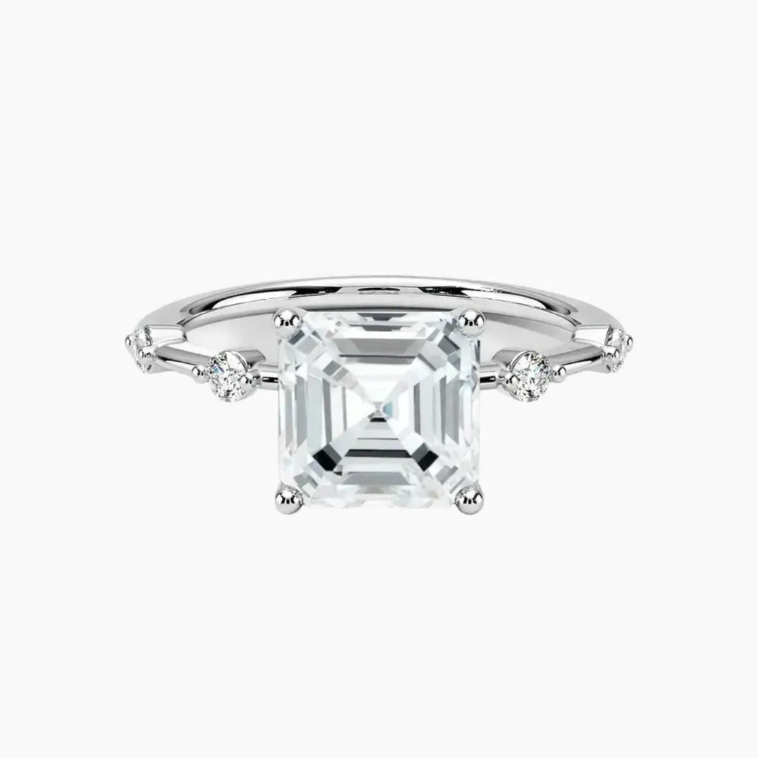 Cordelia 3 Carat Asscher Cut Solitaire Lab Grown Diamond Ring in 18K White Gold