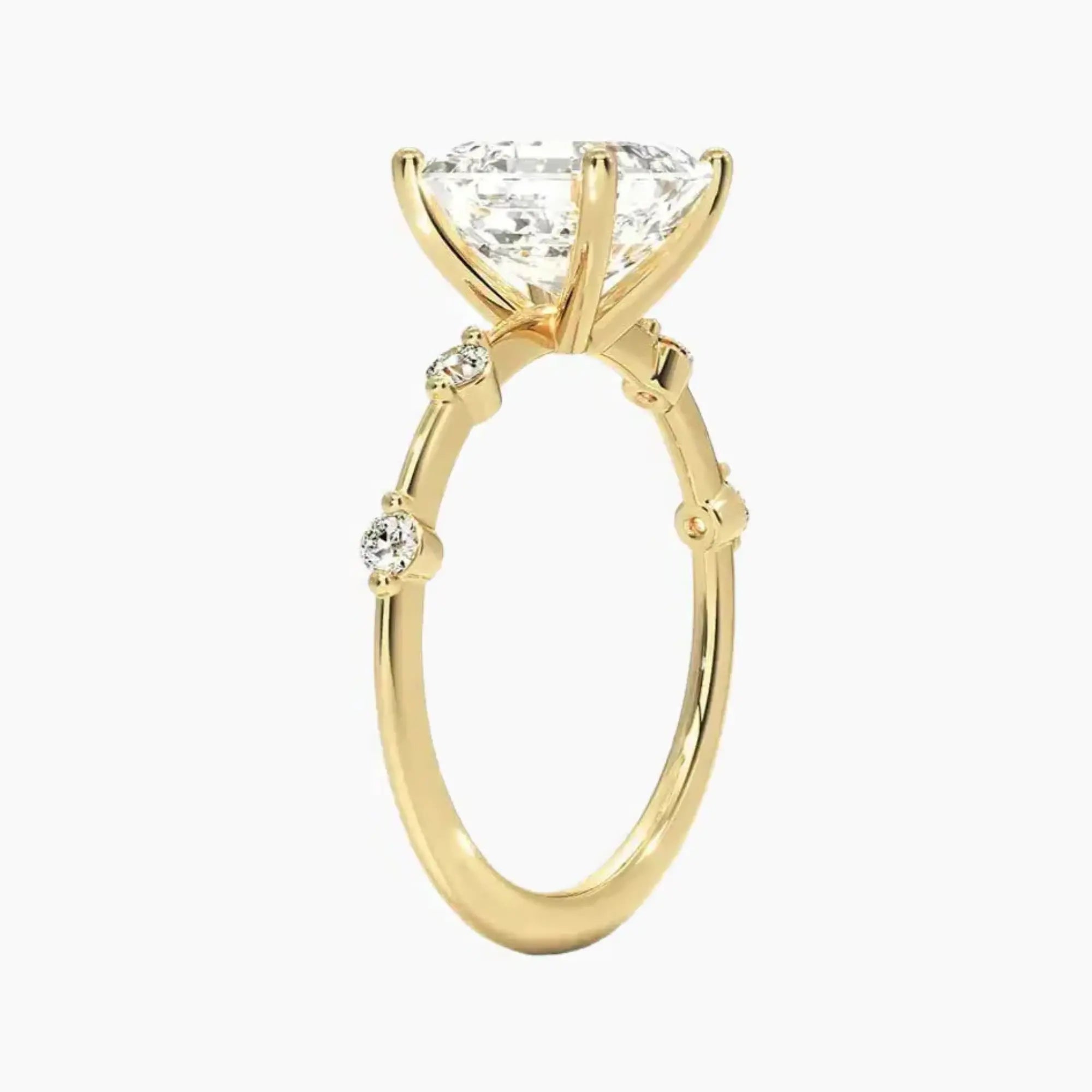 Cordelia 4 Carat Asscher Cut Solitaire Lab Grown Diamond Ring in 10K White Gold - View 8
