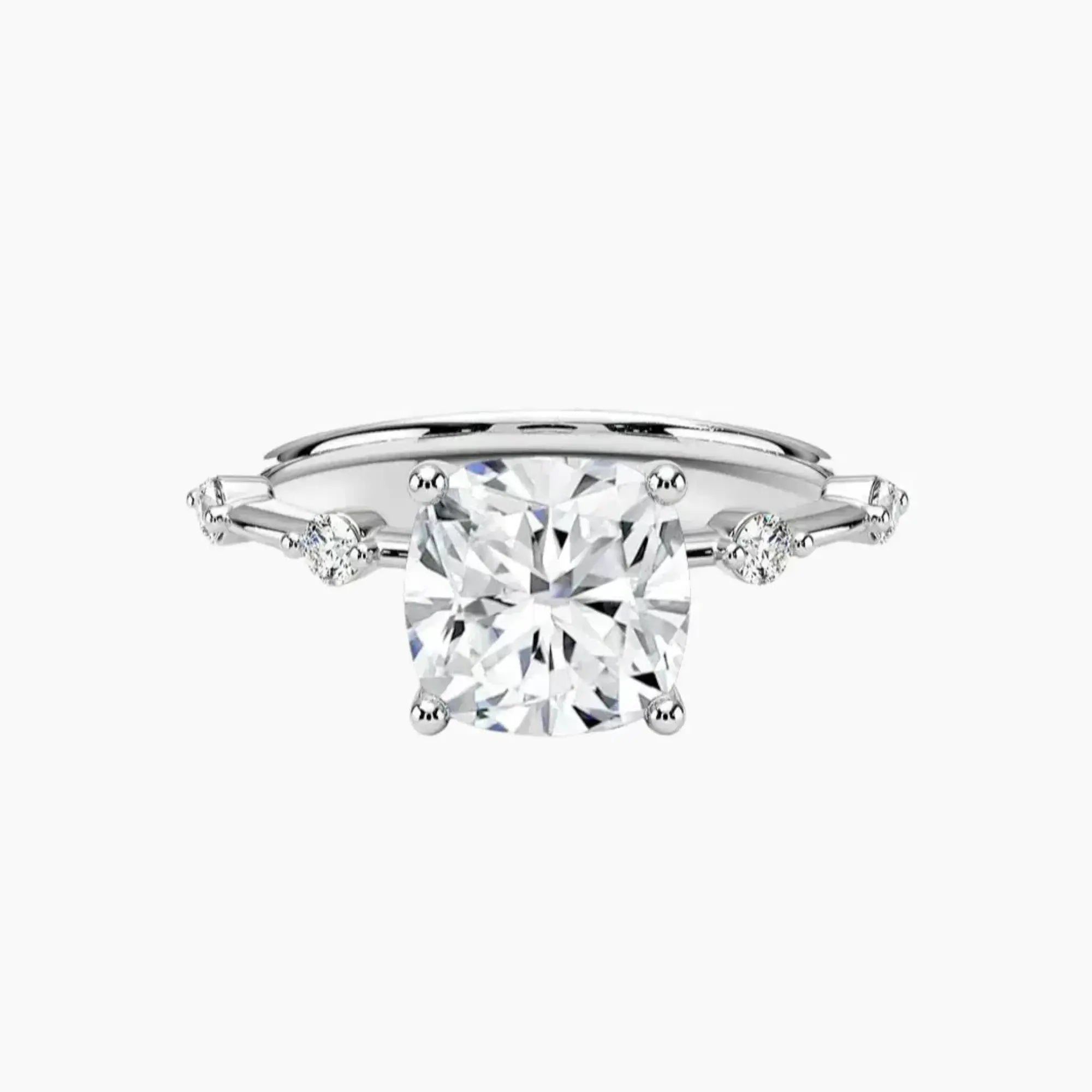 Cordelia 3.5 Carat Cushion Cut Solitaire Lab Grown Diamond Ring in 10K White Gold