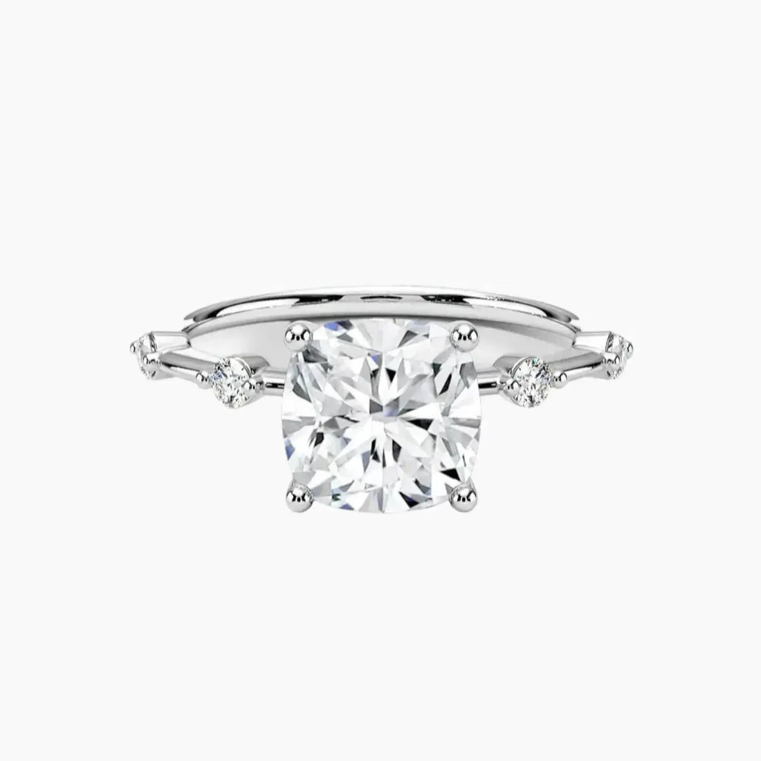 Cordelia 4.5 Carat Cushion Cut Solitaire Lab Grown Diamond Ring in Silver