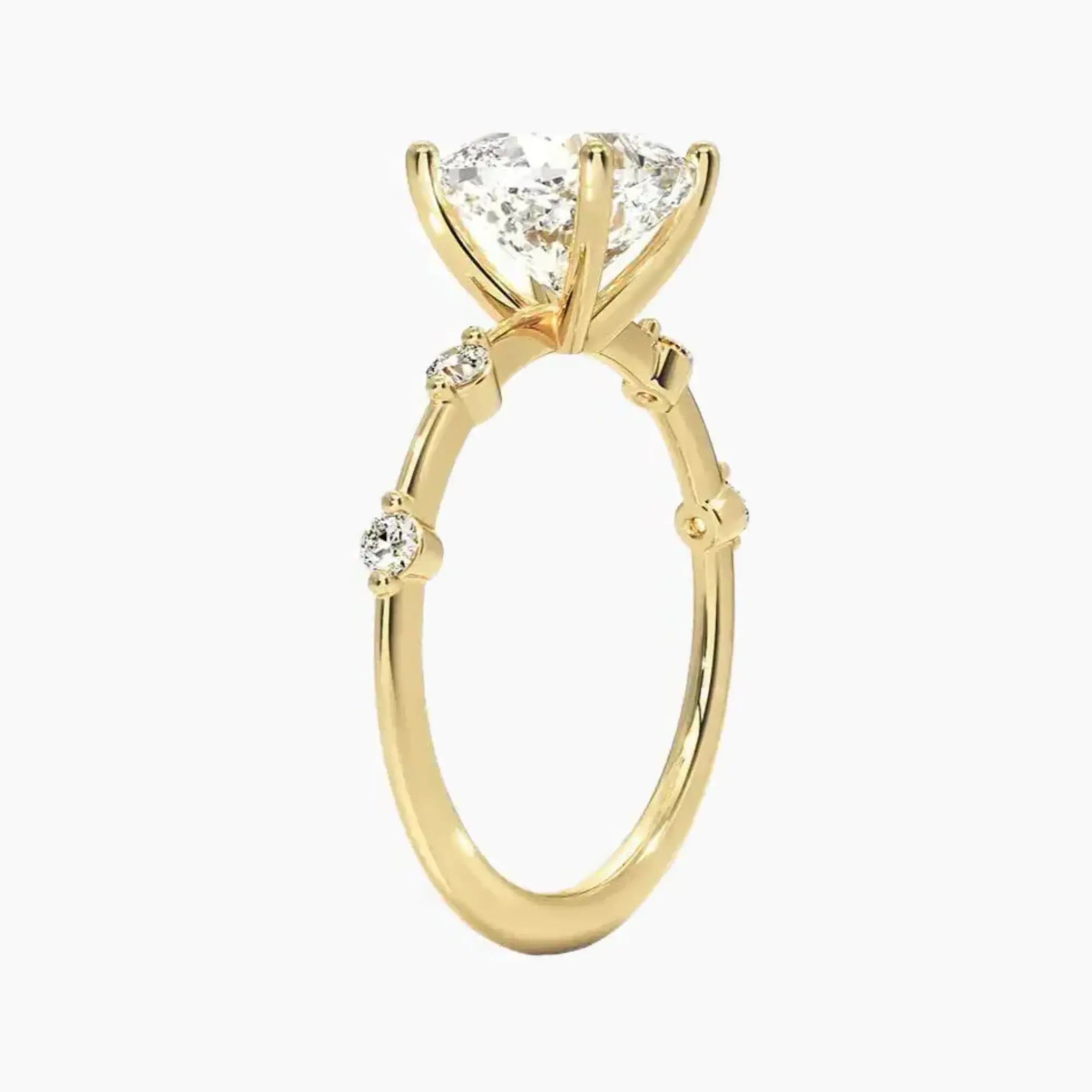 Cordelia 3 Carat Cushion Cut Solitaire Lab Grown Diamond Ring in 14K White Gold - View 8