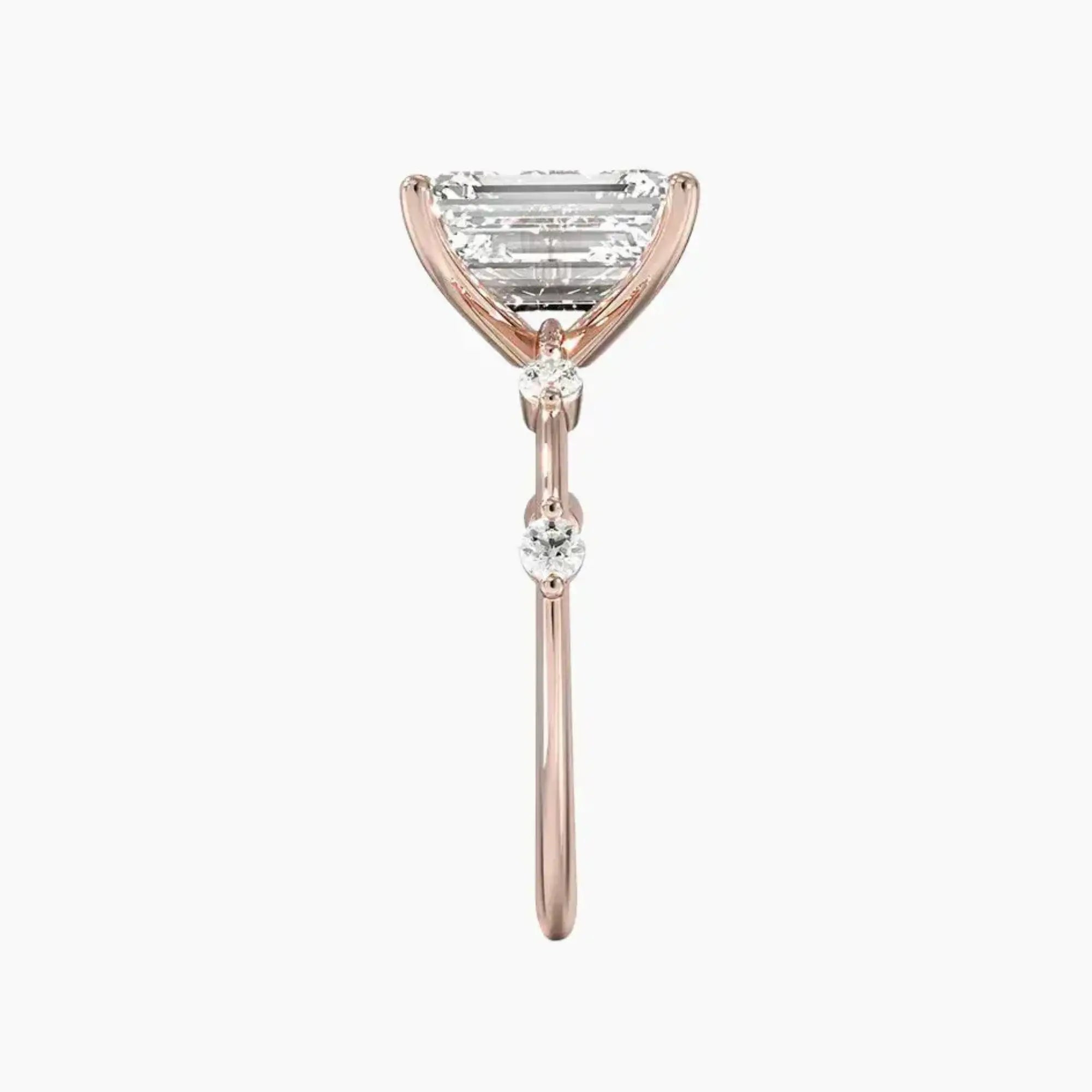 Cordelia 5 Carat Emerald Cut Solitaire Lab Grown Diamond Ring in 10K Rose Gold - View 3
