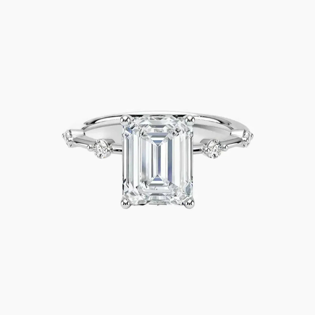 Cordelia 3.5 Carat Emerald Cut Solitaire Lab Grown Diamond Ring in Silver