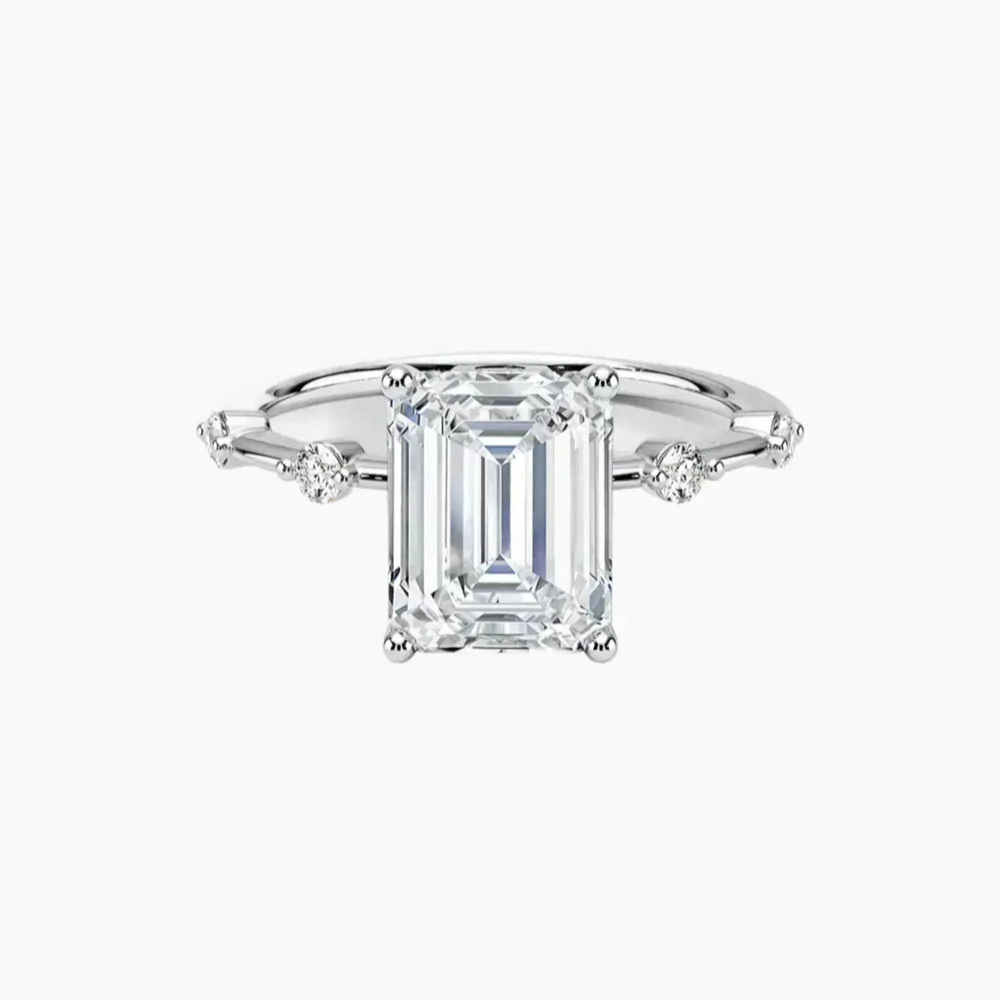 Cordelia 5 Carat Emerald Cut Solitaire Lab Grown Diamond Ring in Silver