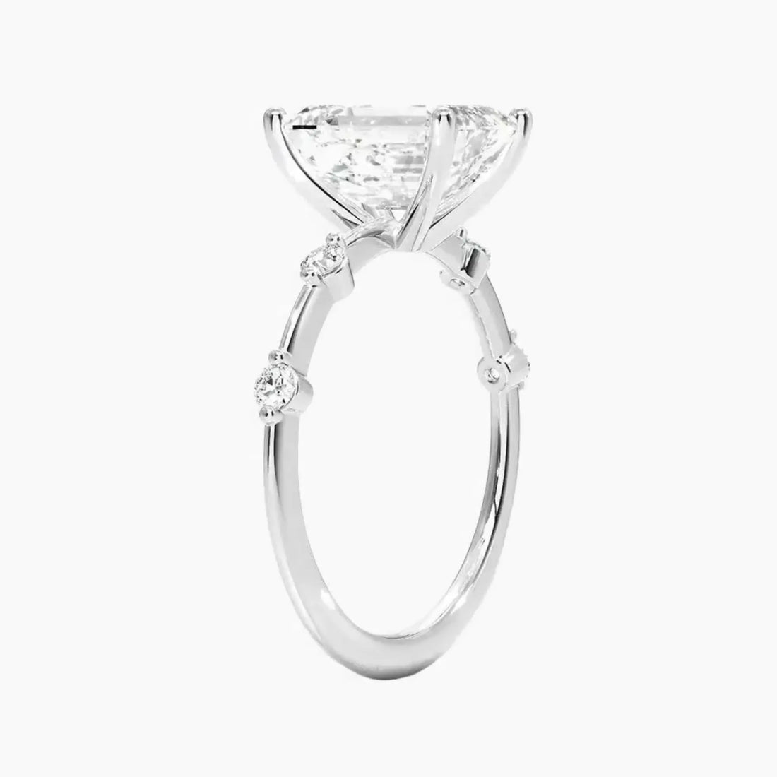 Cordelia 2.5 Carat Emerald Cut Solitaire Lab Grown Diamond Ring in Silver - View 2