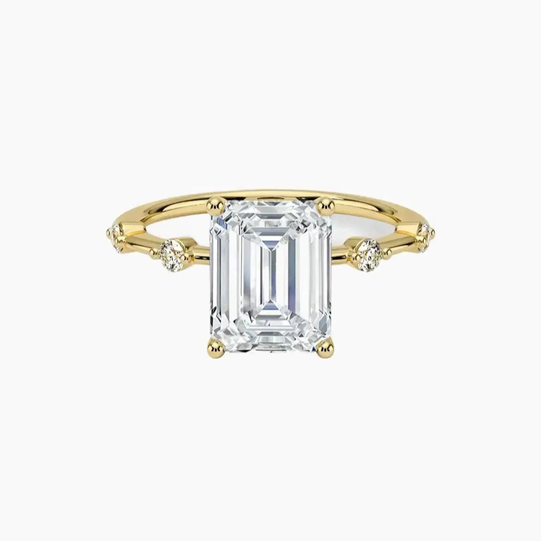 Cordelia 4 Carat Emerald Cut Solitaire Lab Grown Diamond Ring in Silver - View 7