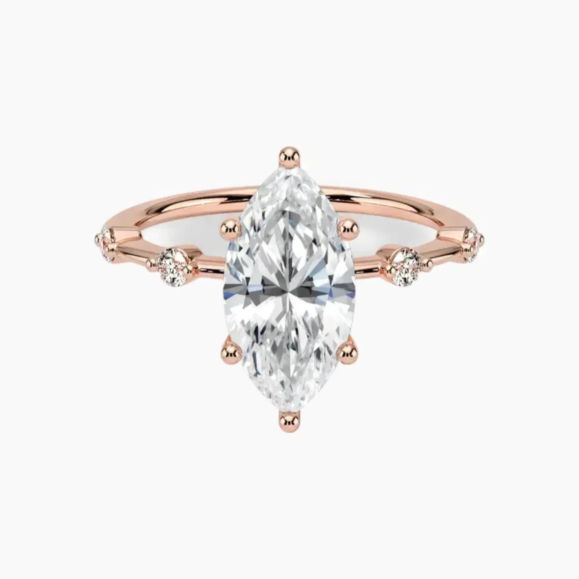 Cordelia 5 Carat Marquise Cut Solitaire Lab Grown Diamond Ring in Silver - View 4