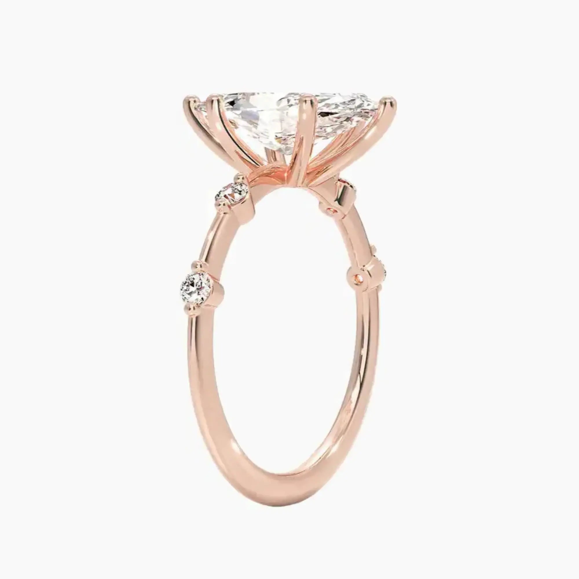 Cordelia 2 Carat Marquise Cut Solitaire Lab Grown Diamond Ring in Silver - View 5