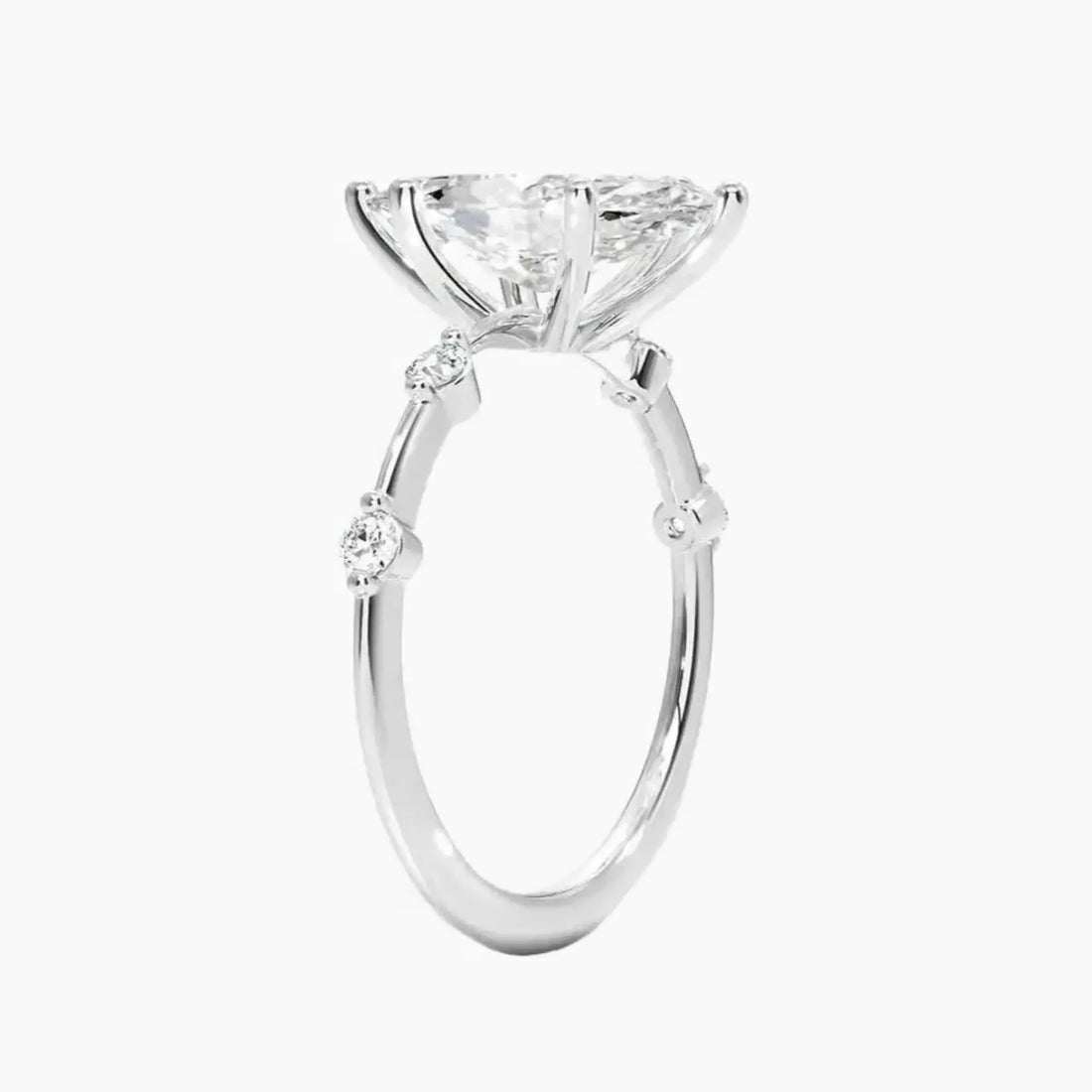 Cordelia 4 Carat Marquise Cut Solitaire Lab Grown Diamond Ring in Silver - View 2