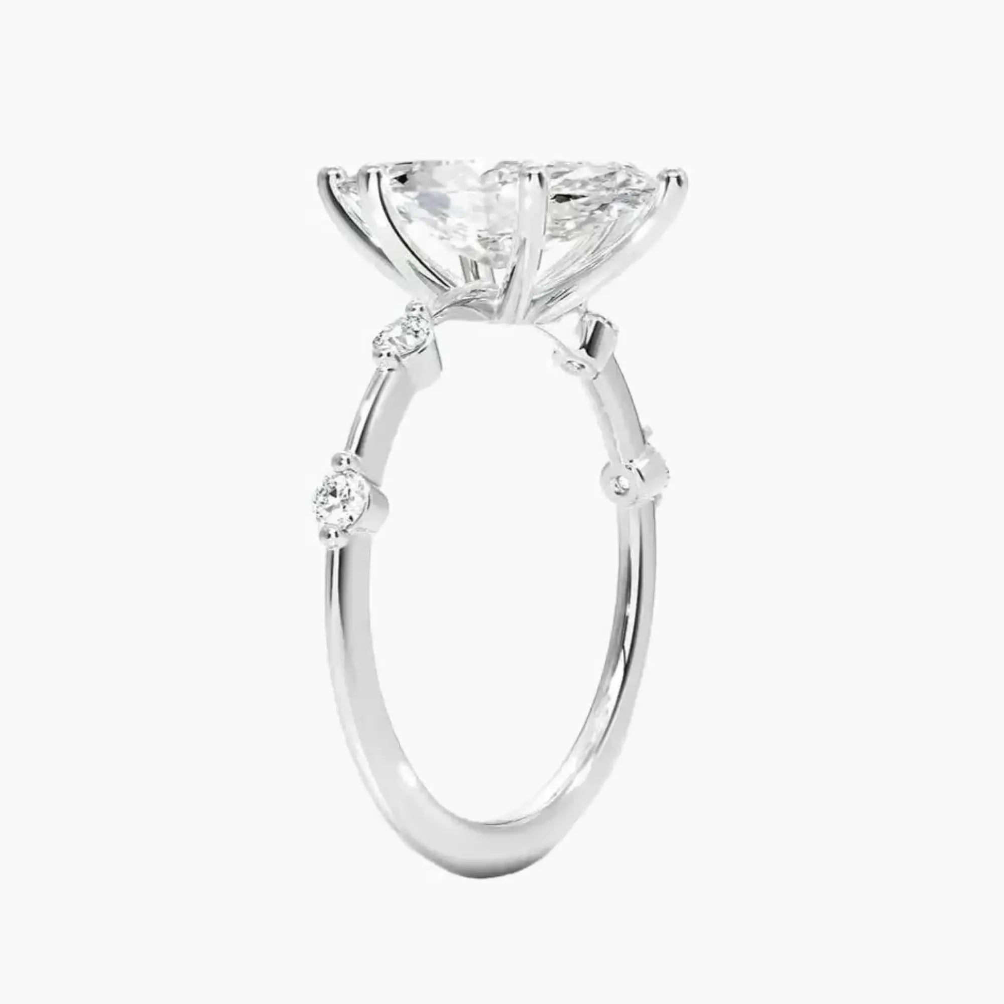 Cordelia 1 Carat Marquise Cut Solitaire Lab Grown Diamond Ring in Silver - View 2