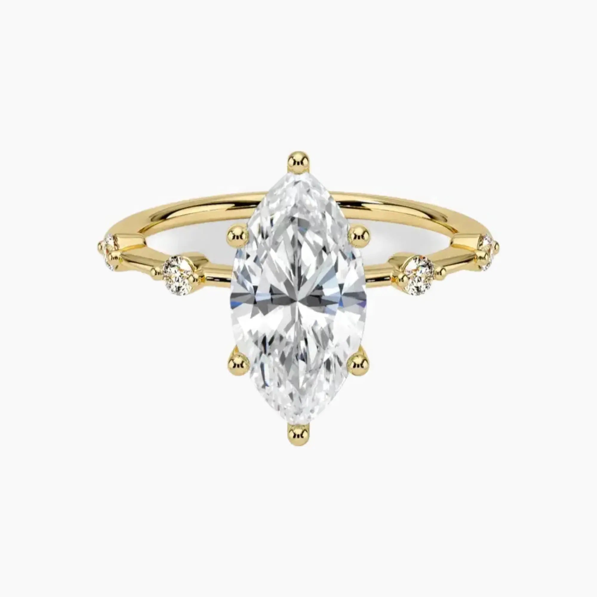 Cordelia 3 Carat Marquise Cut Solitaire Lab Grown Diamond Ring in Silver - View 7