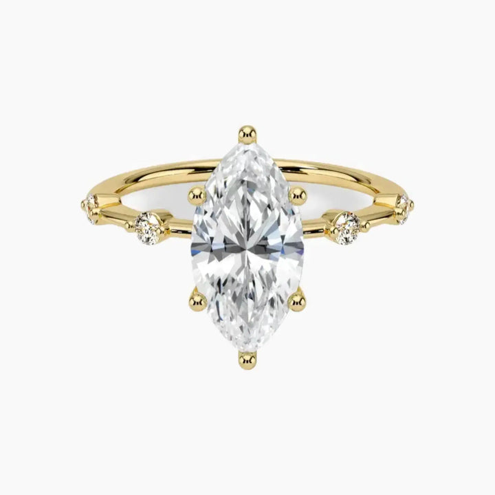 Cordelia 5 Carat Marquise Cut Solitaire Lab Grown Diamond Ring in 14K Yellow Gold
