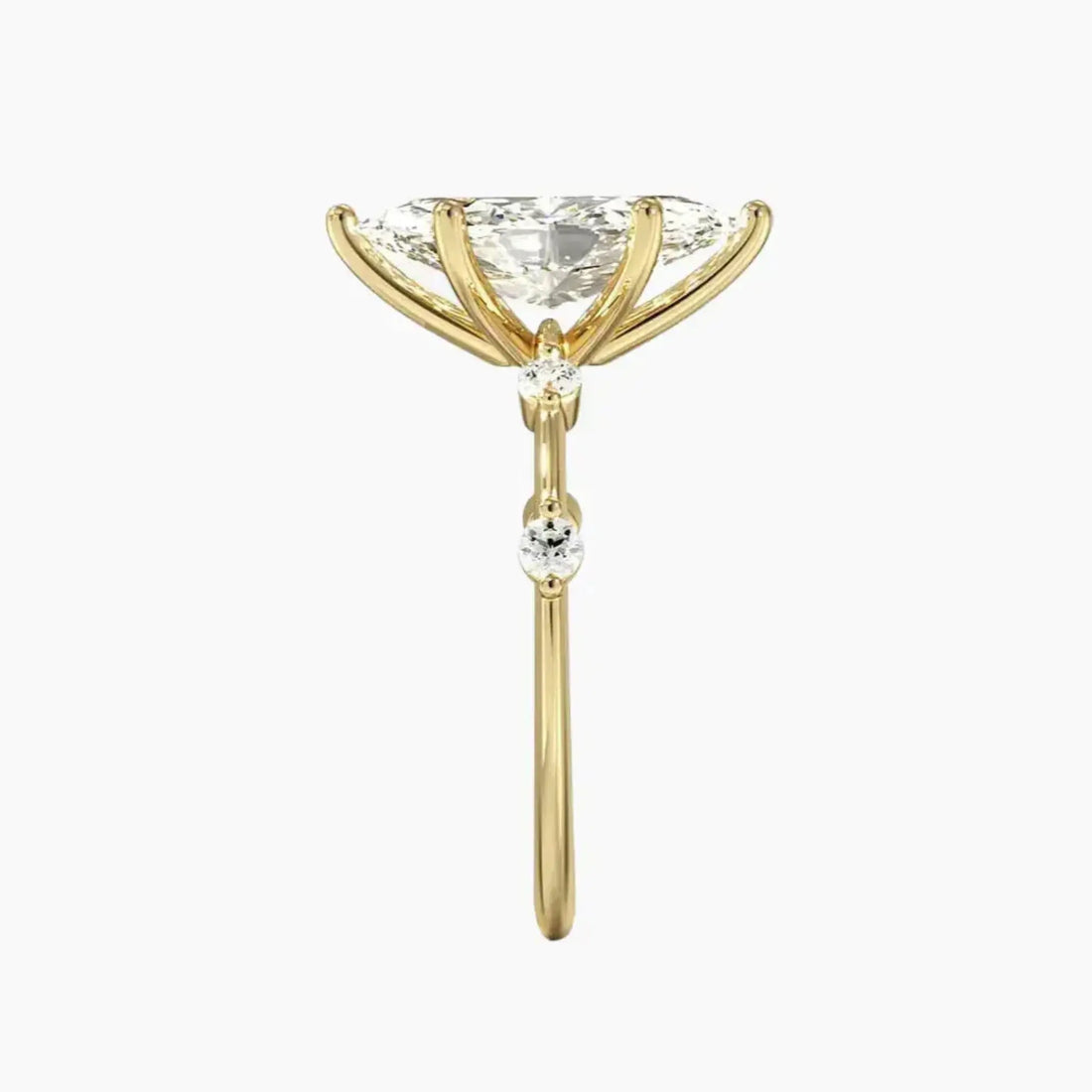 Cordelia 3 Carat Marquise Cut Solitaire Lab Grown Diamond Ring in Silver - View 9