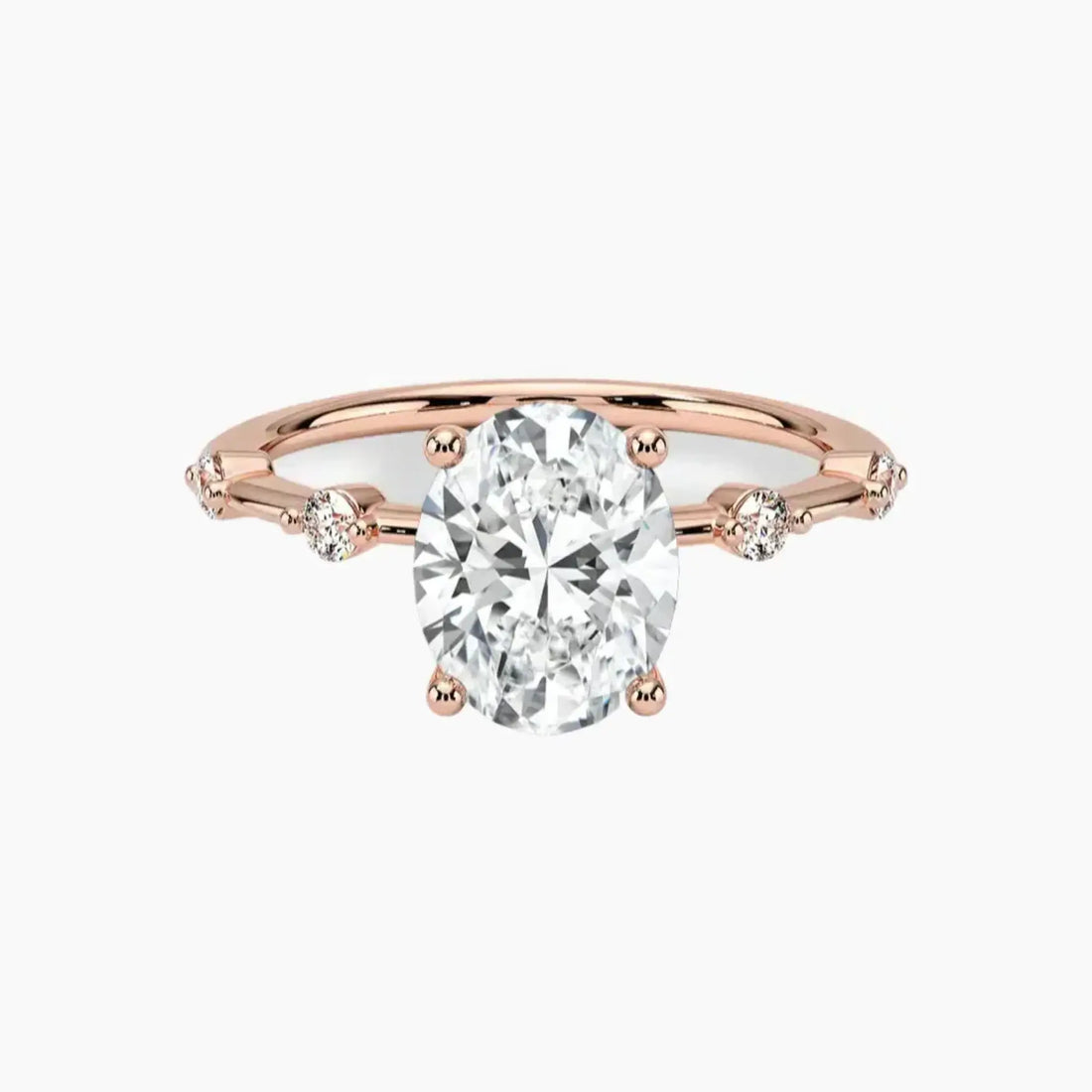 Sena Oval Designer 1.5 Carat Lab Grown Diamond Engagement Ring in 14K Rose Gold