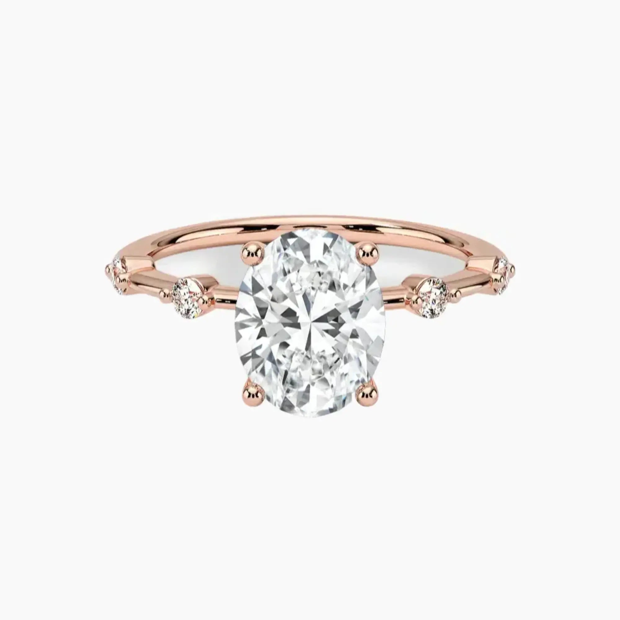 Cordelia 3.5 Carat Oval Cut Solitaire Lab Grown Diamond Ring in 14K White Gold - View 4