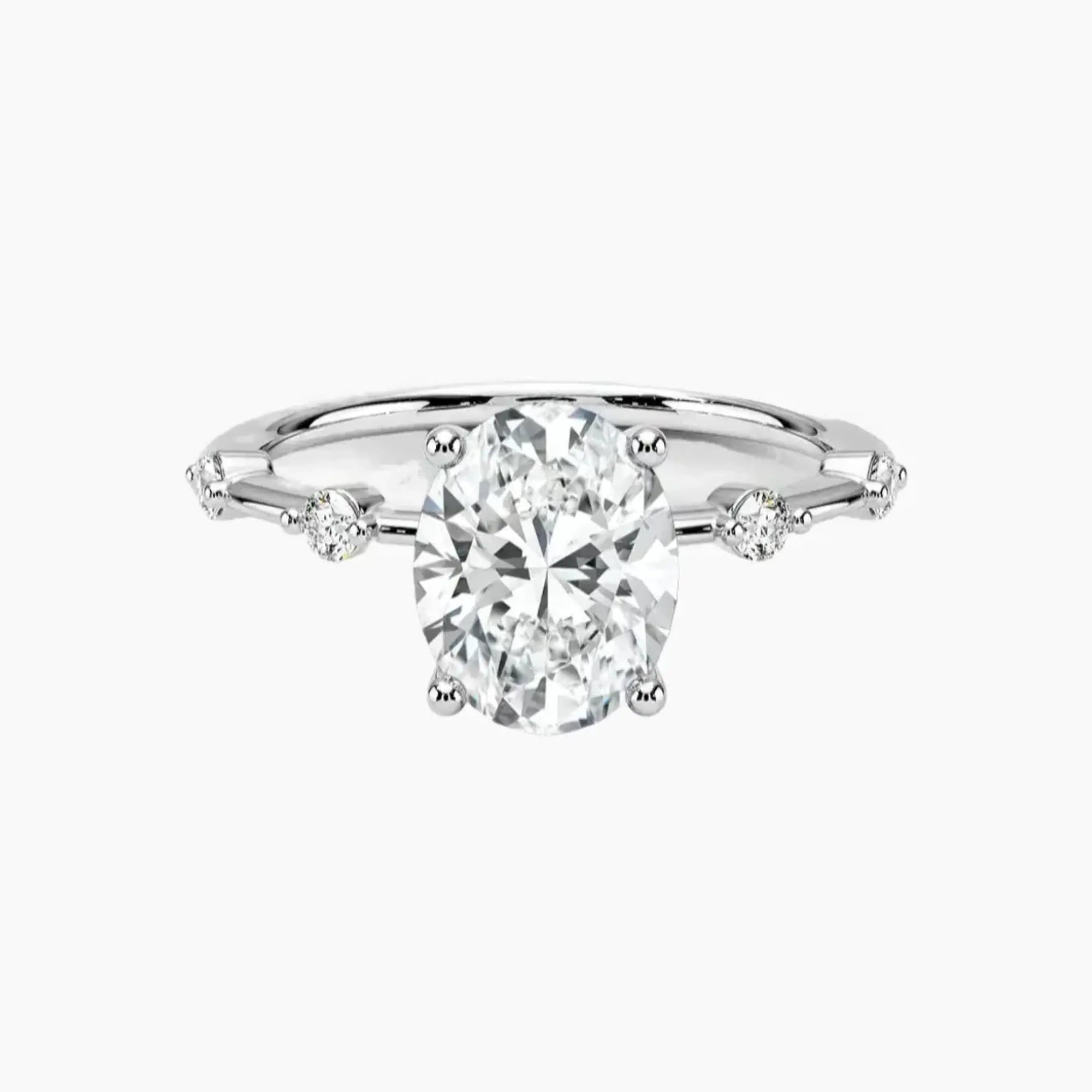 Cordelia 3.5 Carat Oval Cut Solitaire Lab Grown Diamond Ring in 14K White Gold