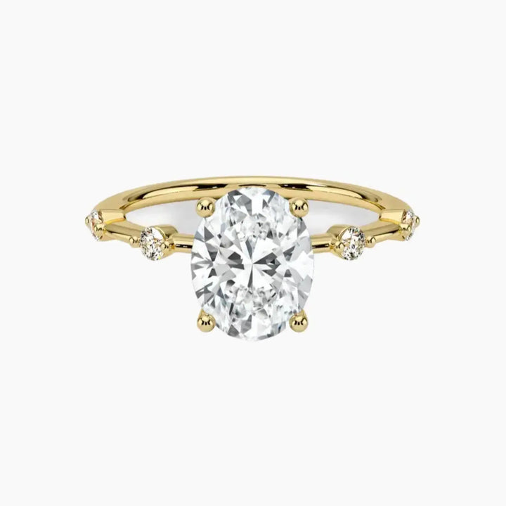 Cordelia 3 Carat Oval Cut Solitaire Lab Grown Diamond Ring in 14K Yellow Gold