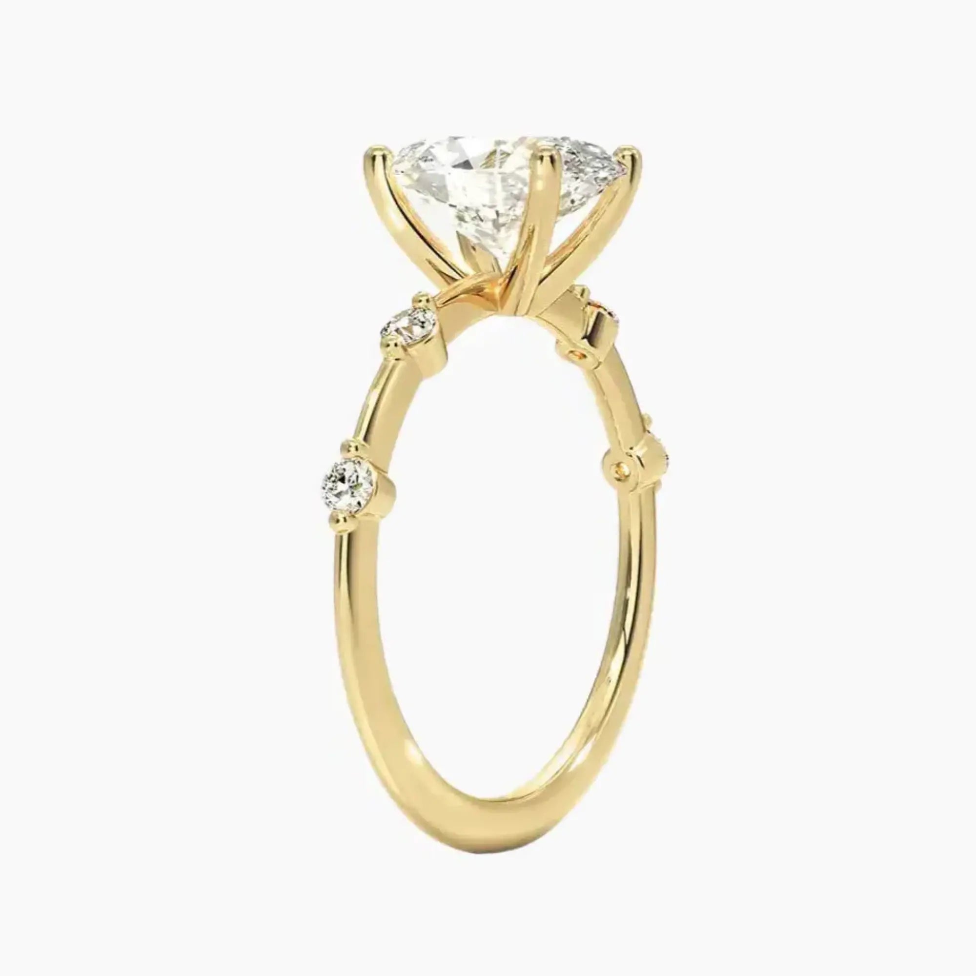 Cordelia 3.5 Carat Oval Cut Solitaire Lab Grown Diamond Ring in 10K White Gold - View 8