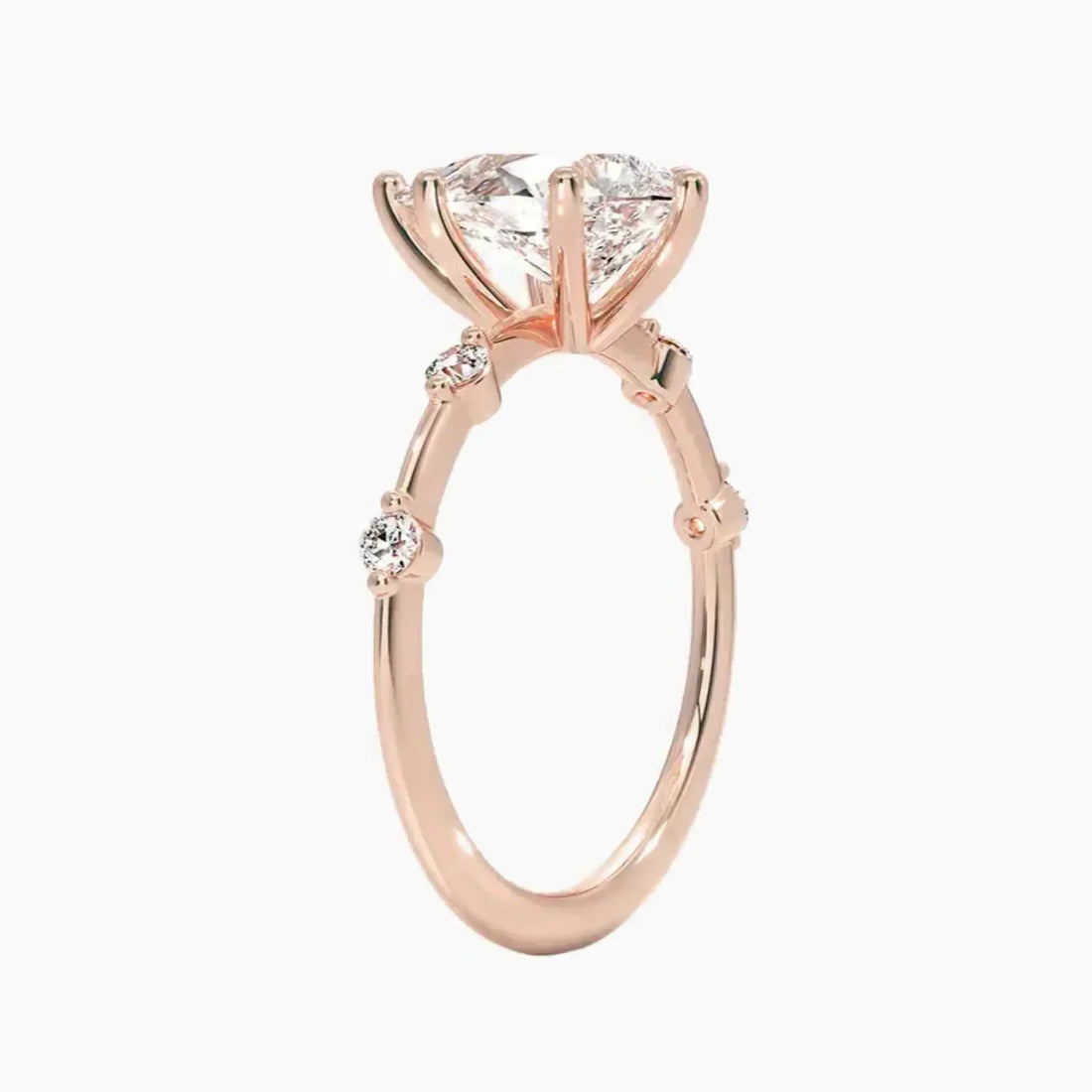 Cordelia 5 Carat Pear Cut Solitaire Lab Grown Diamond Ring in 10K Rose Gold - View 2