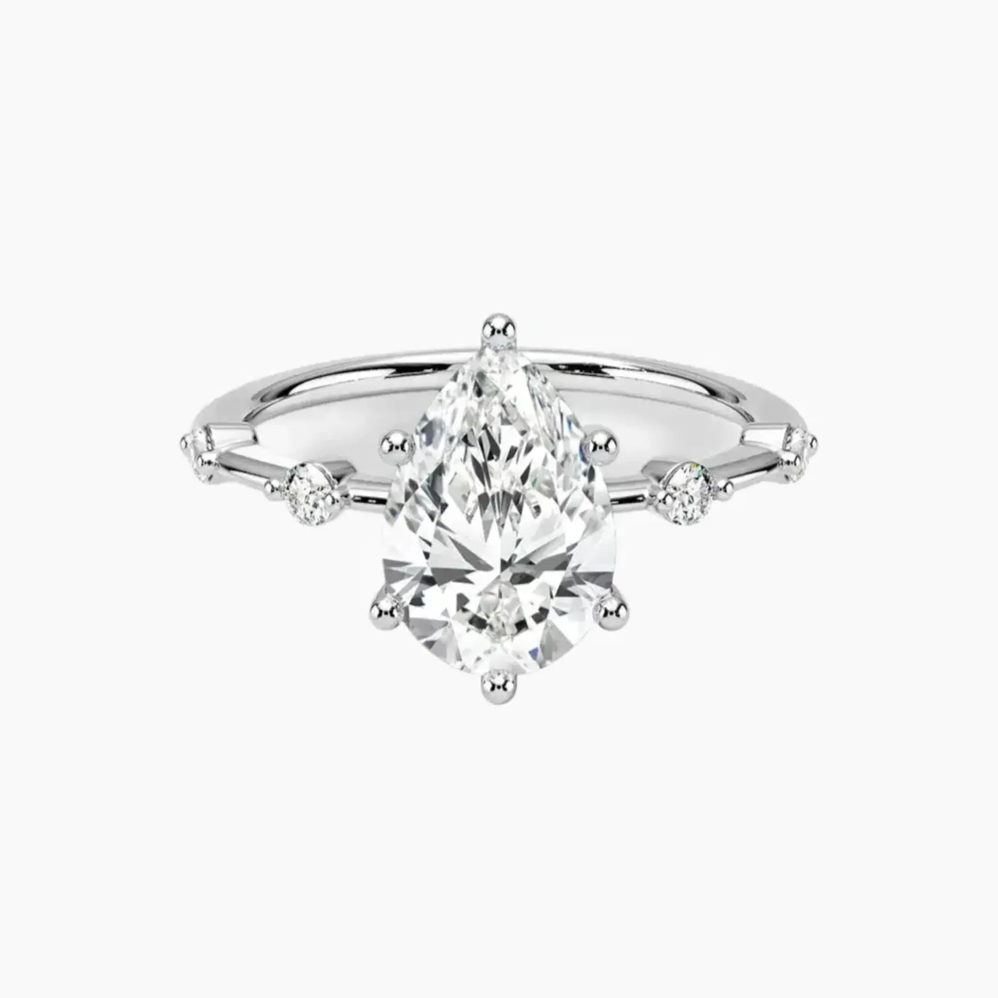 Cordelia 3.5 Carat Pear Cut Solitaire Lab Grown Diamond Ring in 10K White Gold
