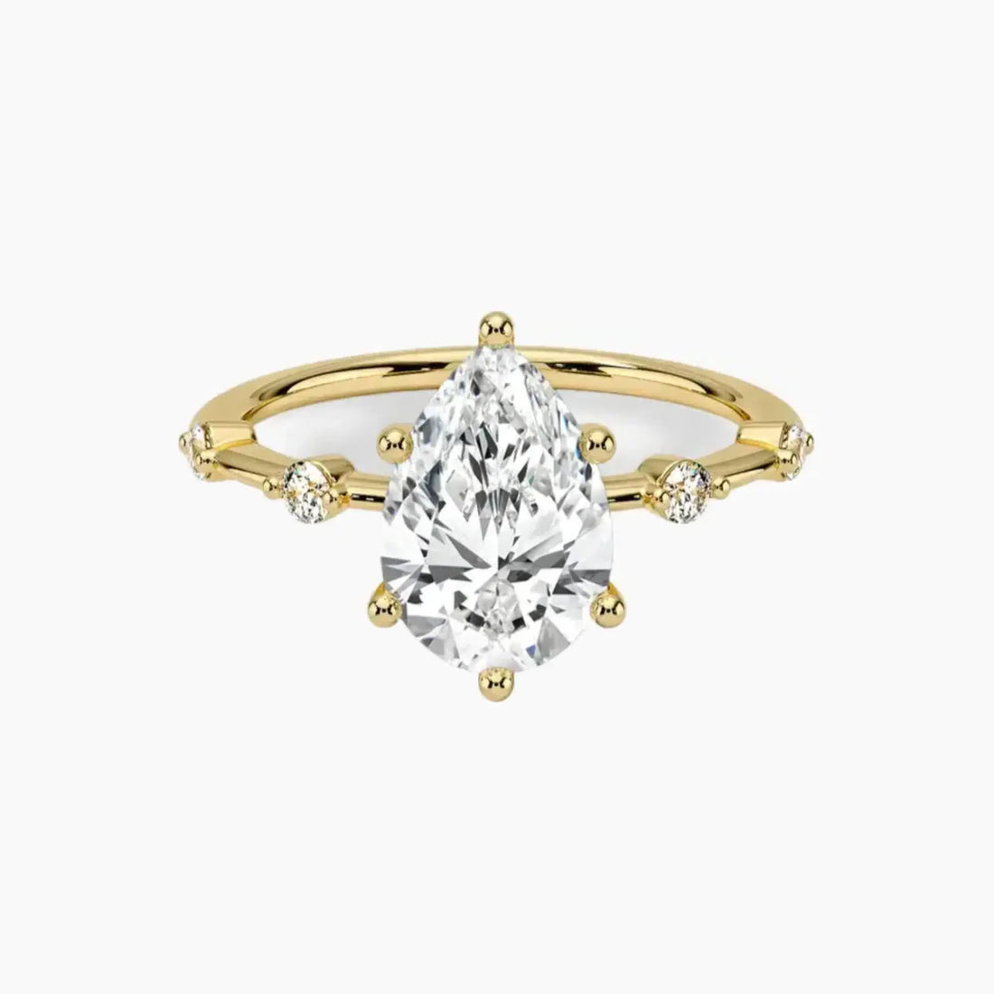 Cordelia 2 Carat Pear Cut Solitaire Lab Grown Diamond Ring in 10K Yellow Gold