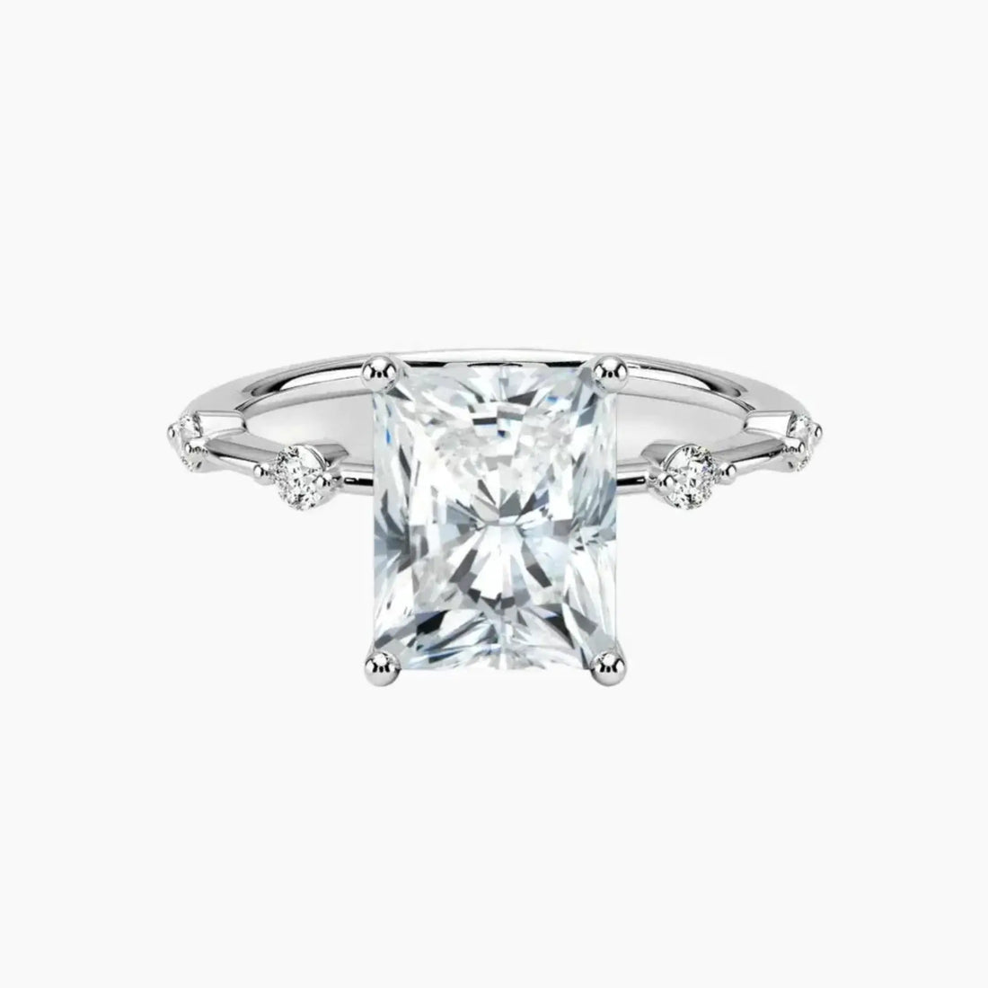 Cordelia 4 Carat Radiant Cut Solitaire Lab Grown Diamond Ring in Silver