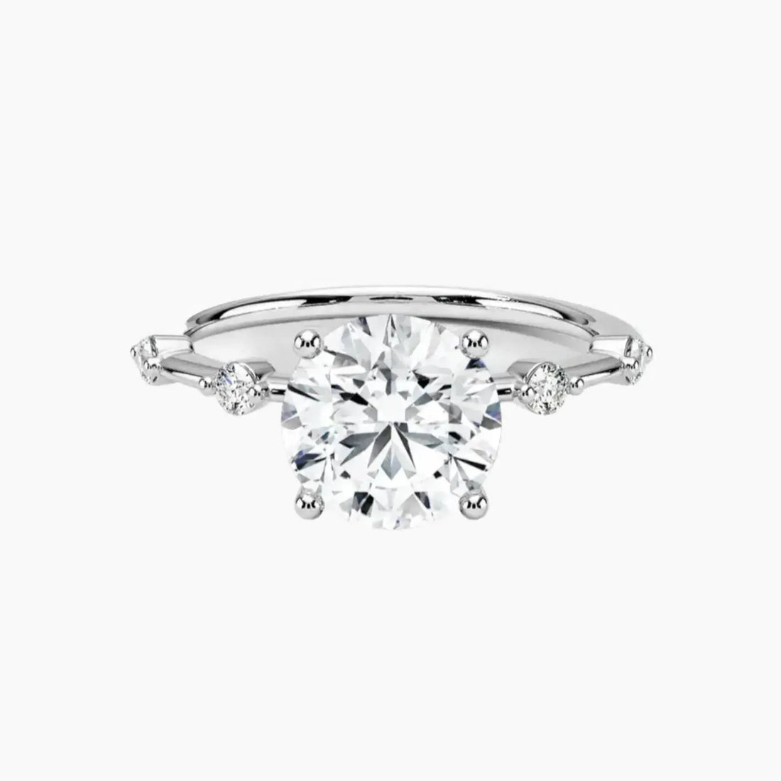 Cordelia 5 Carat Round Cut Solitaire Lab Grown Diamond Ring in 18K White Gold