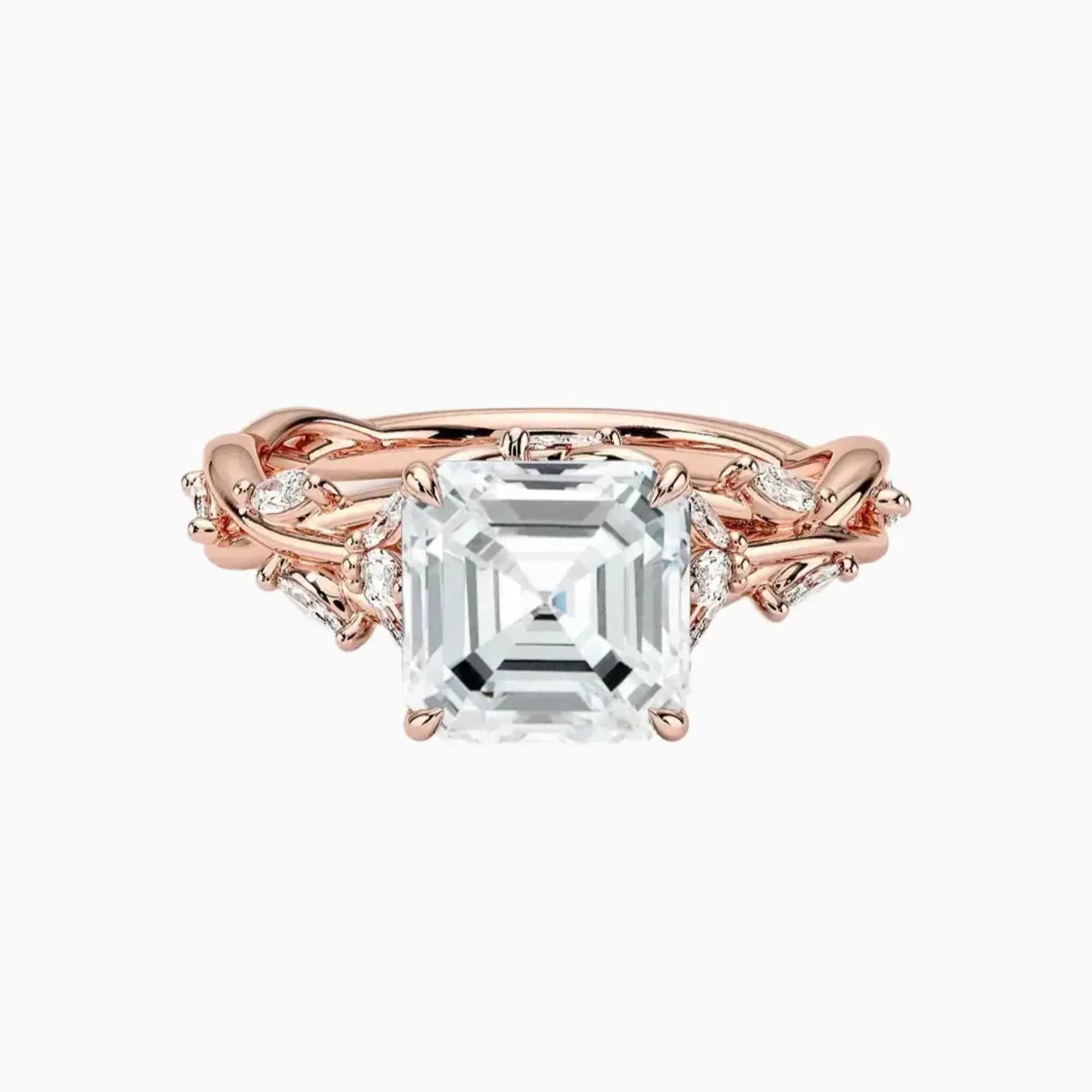 Florence 5 Carat Asscher Cut Solitaire Lab Grown Diamond Ring in 10K White Gold - View 4