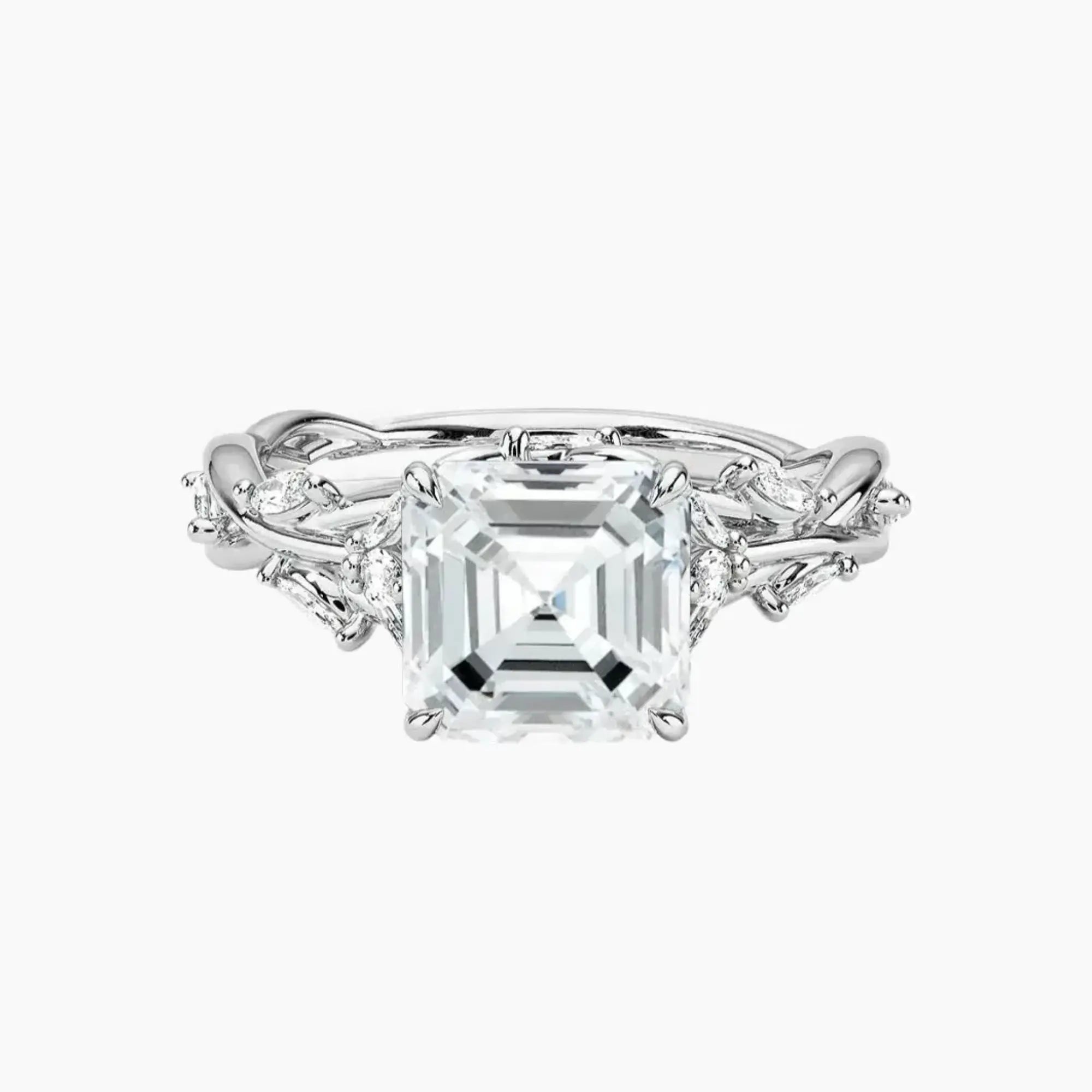 Florence 5 Carat Asscher Cut Solitaire Lab Grown Diamond Ring in Silver