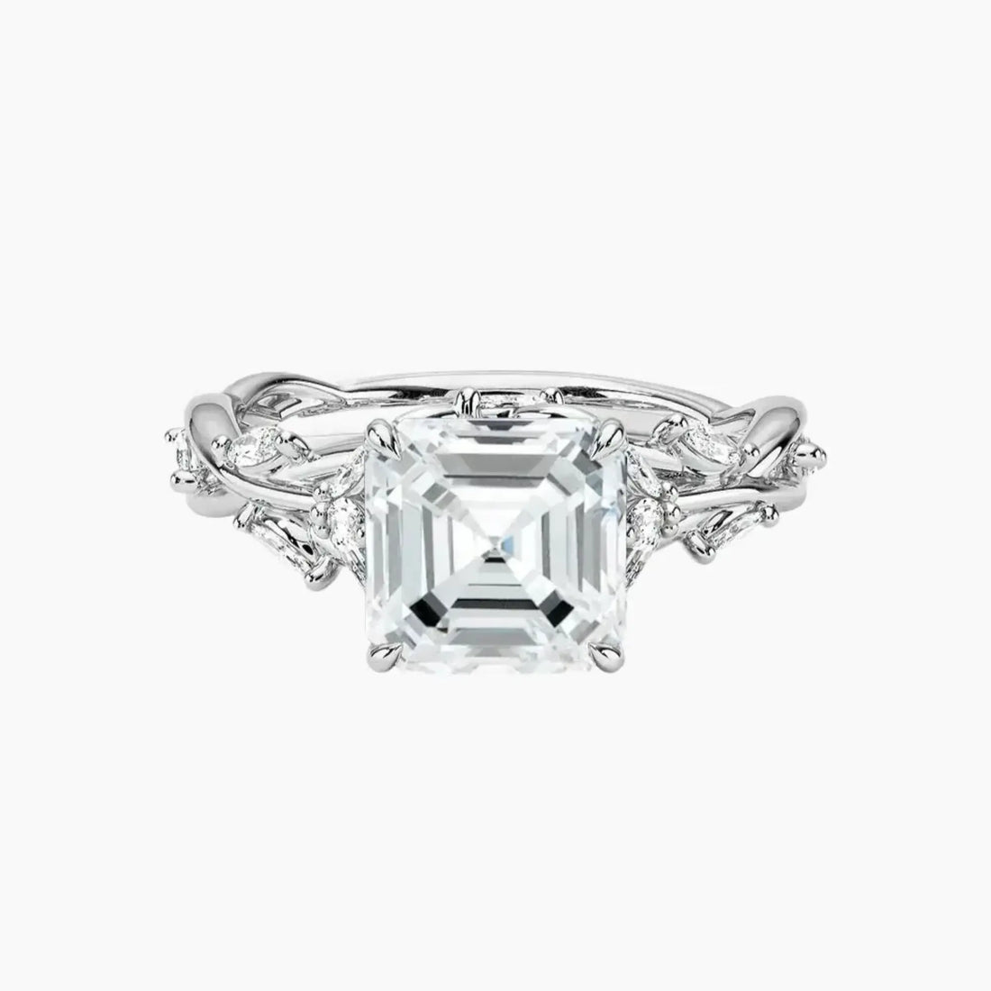 Florence 5 Carat Asscher Cut Solitaire Lab Grown Diamond Ring in Silver