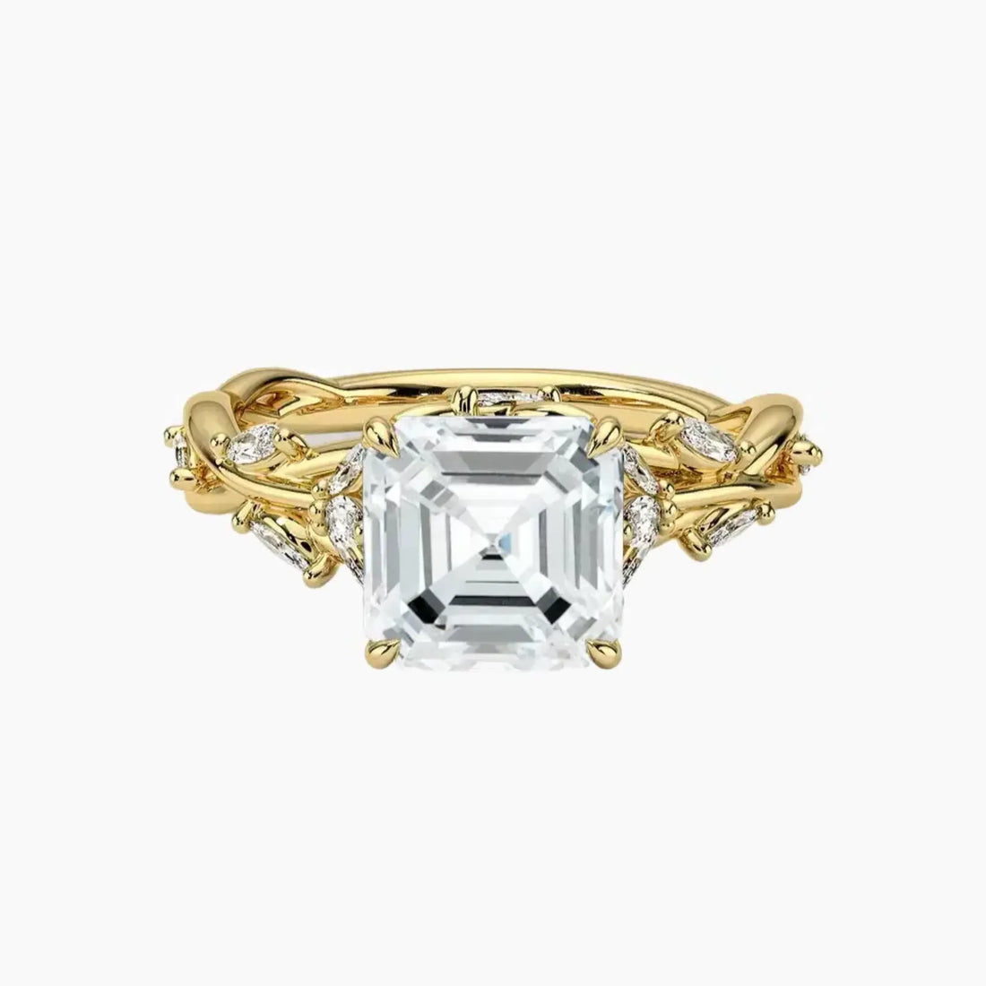 Florence 3.5 Carat Asscher Cut Solitaire Lab Grown Diamond Ring in 14K Yellow Gold