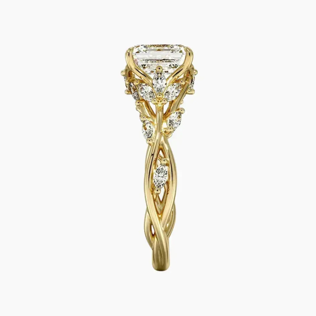 Florence 3 Carat Asscher Cut Solitaire Lab Grown Diamond Ring in 10K White Gold - View 9